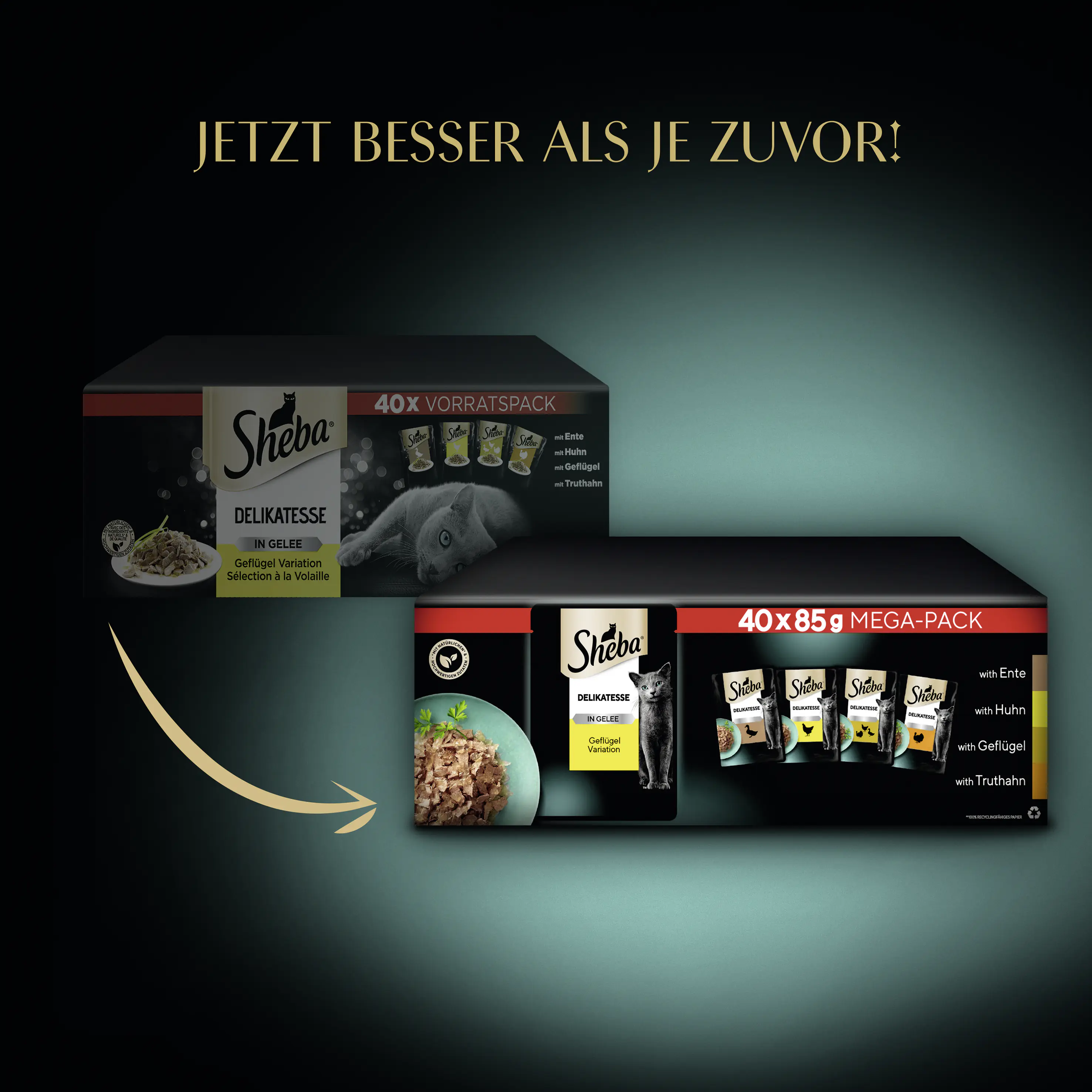 Sheba Delikatesse Multipack Portionsbeutel Geflügel Variation in Gelee