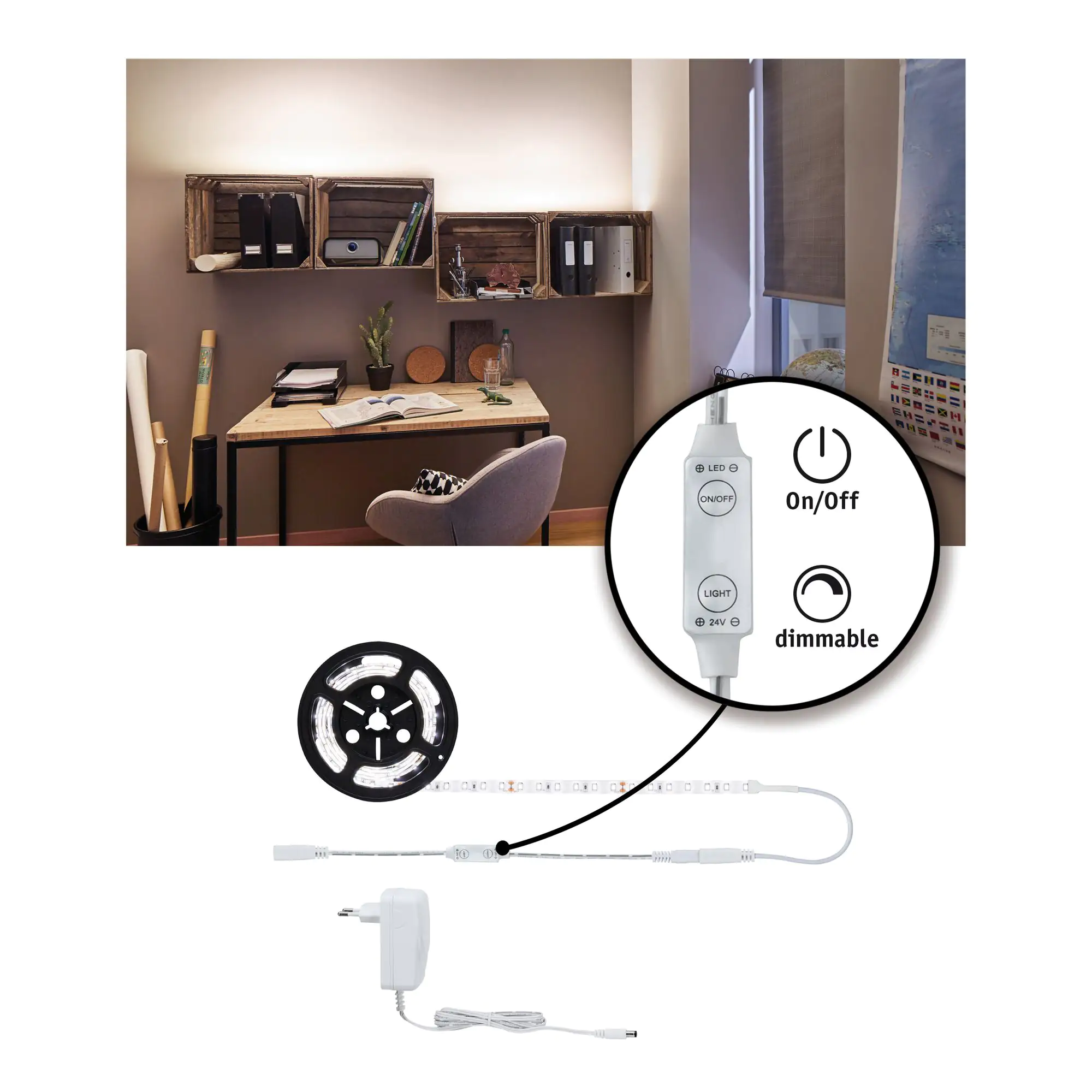 Paulmann SimpLED Power Stripe Set weiß 1,5 m neutralweiß inkl Dimm/Switch