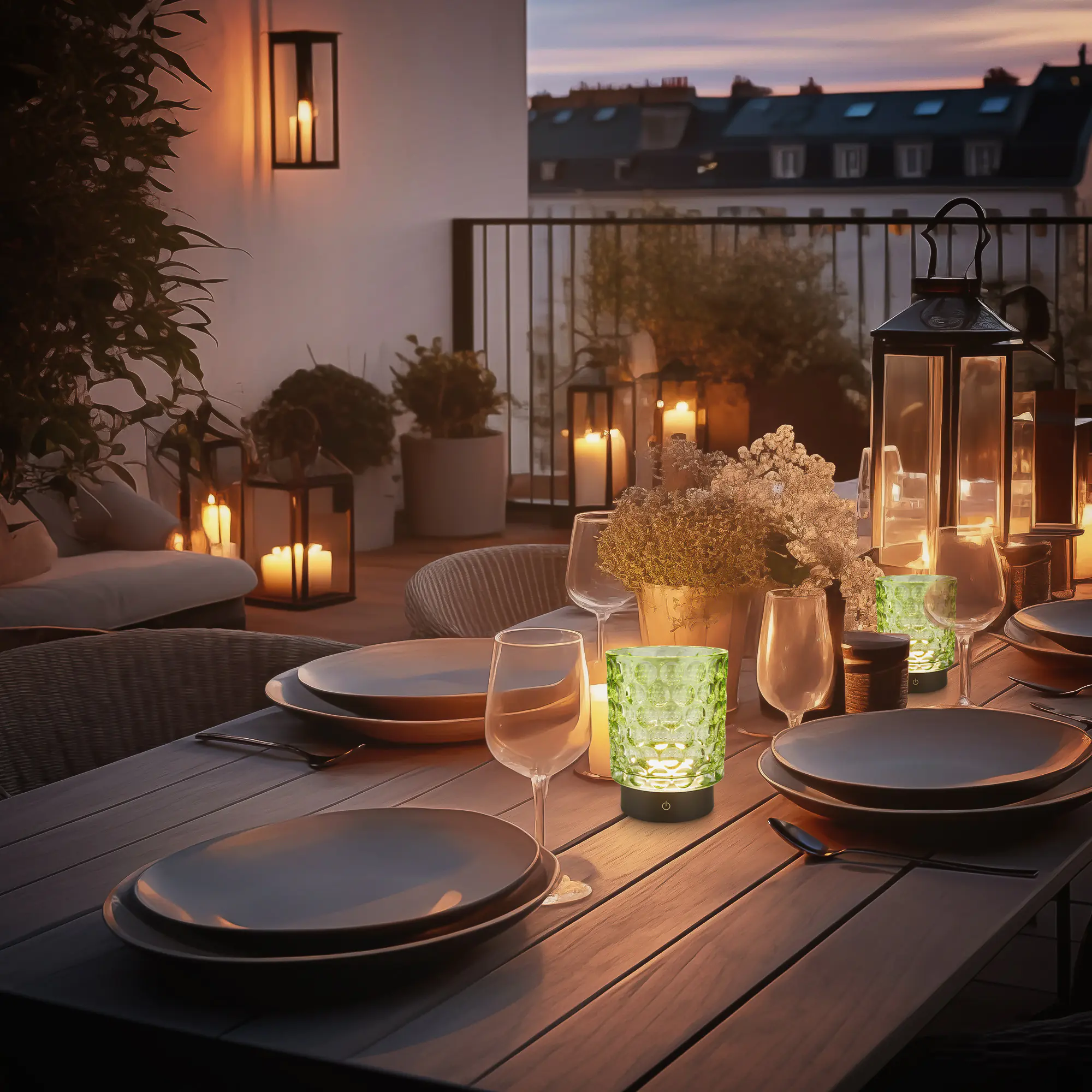 Briloner LED Akku-Tischleuchte Sunora grün 15 cm warmweiß dimmbar