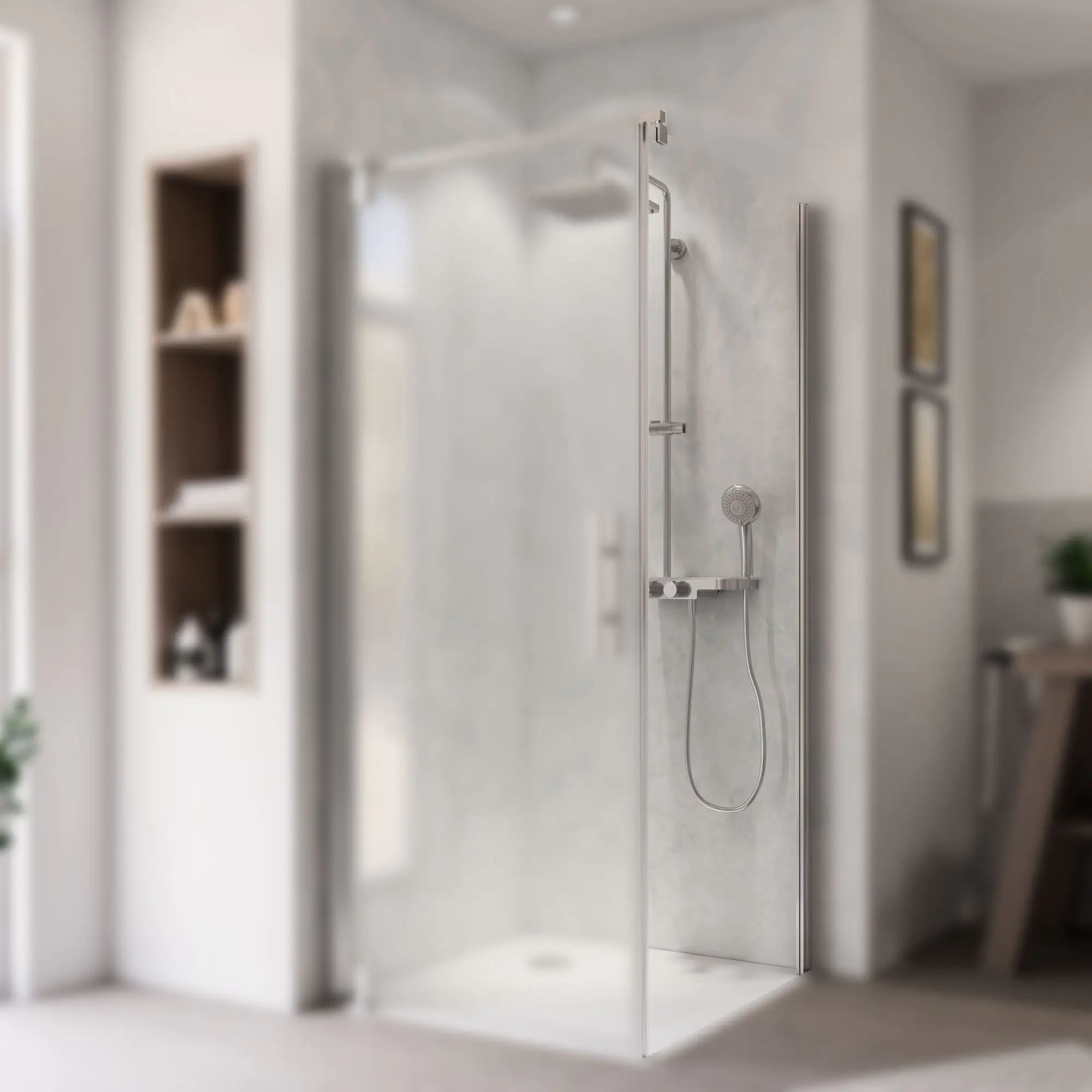 Breuer Europa Design Seitenwand rechts 90 x 200 Alu chrom Anschlag rechts