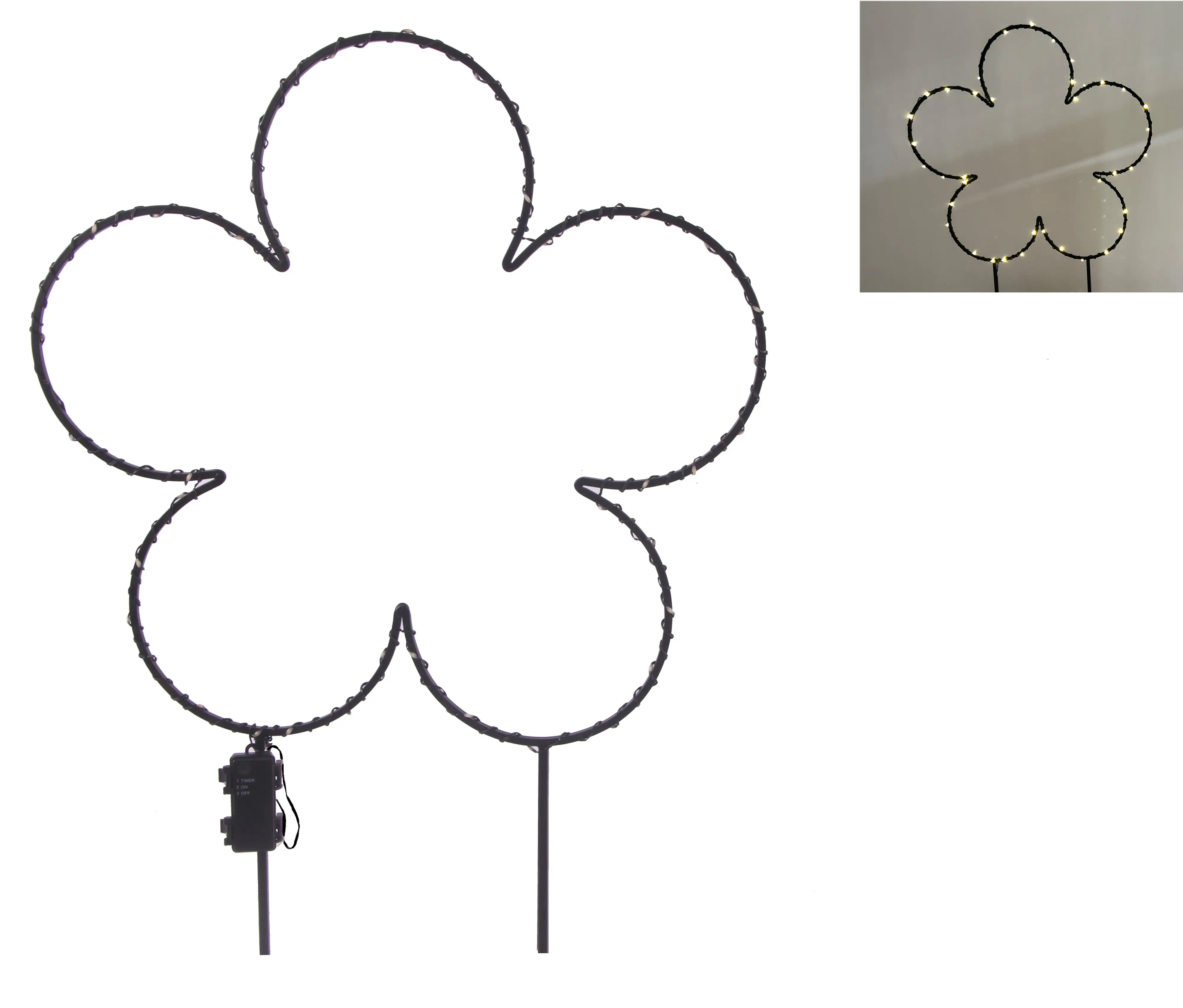 TrendLine LED-Stecker Blüte Eisen 82 x 59 cm schwarz warmweiß