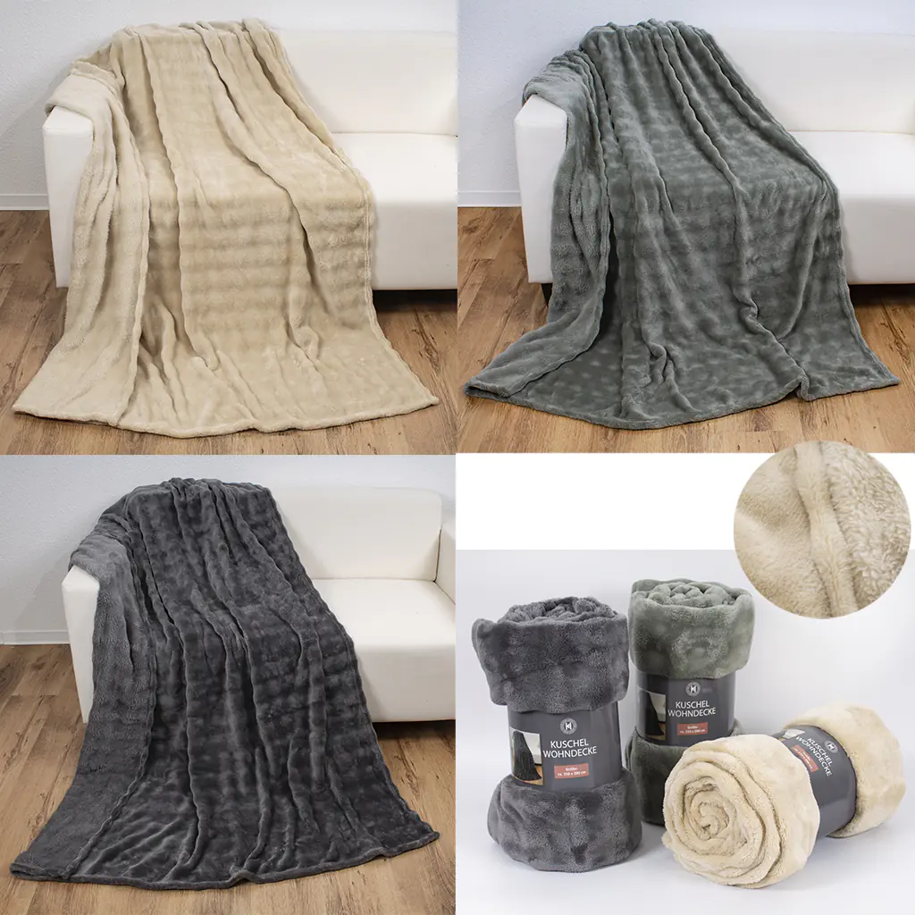 Fleecedecke Flanell Bubble 150 x 200 cm 3-fach sortiert