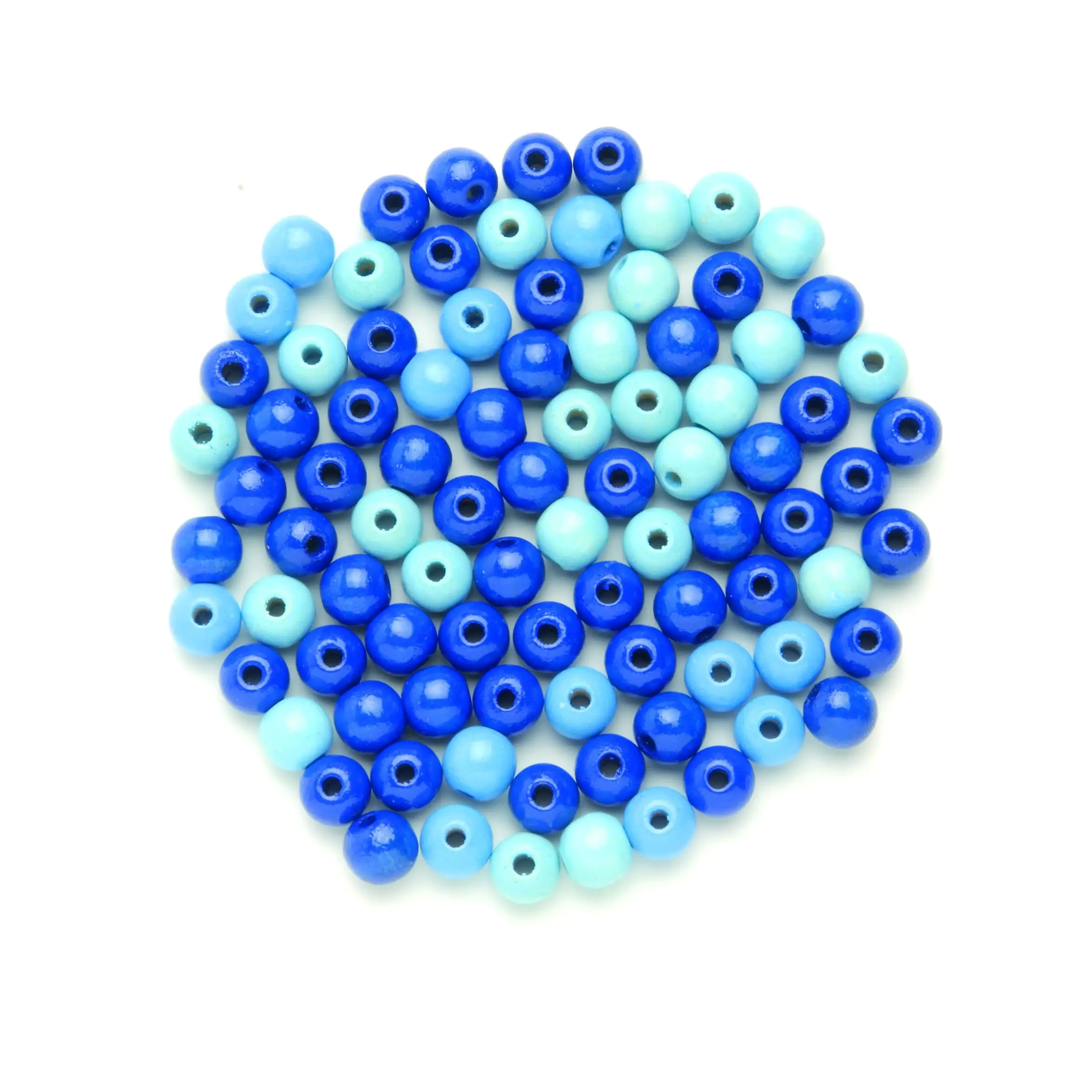 Glorex Holzperle blau mix 15 mm - 14 Stück