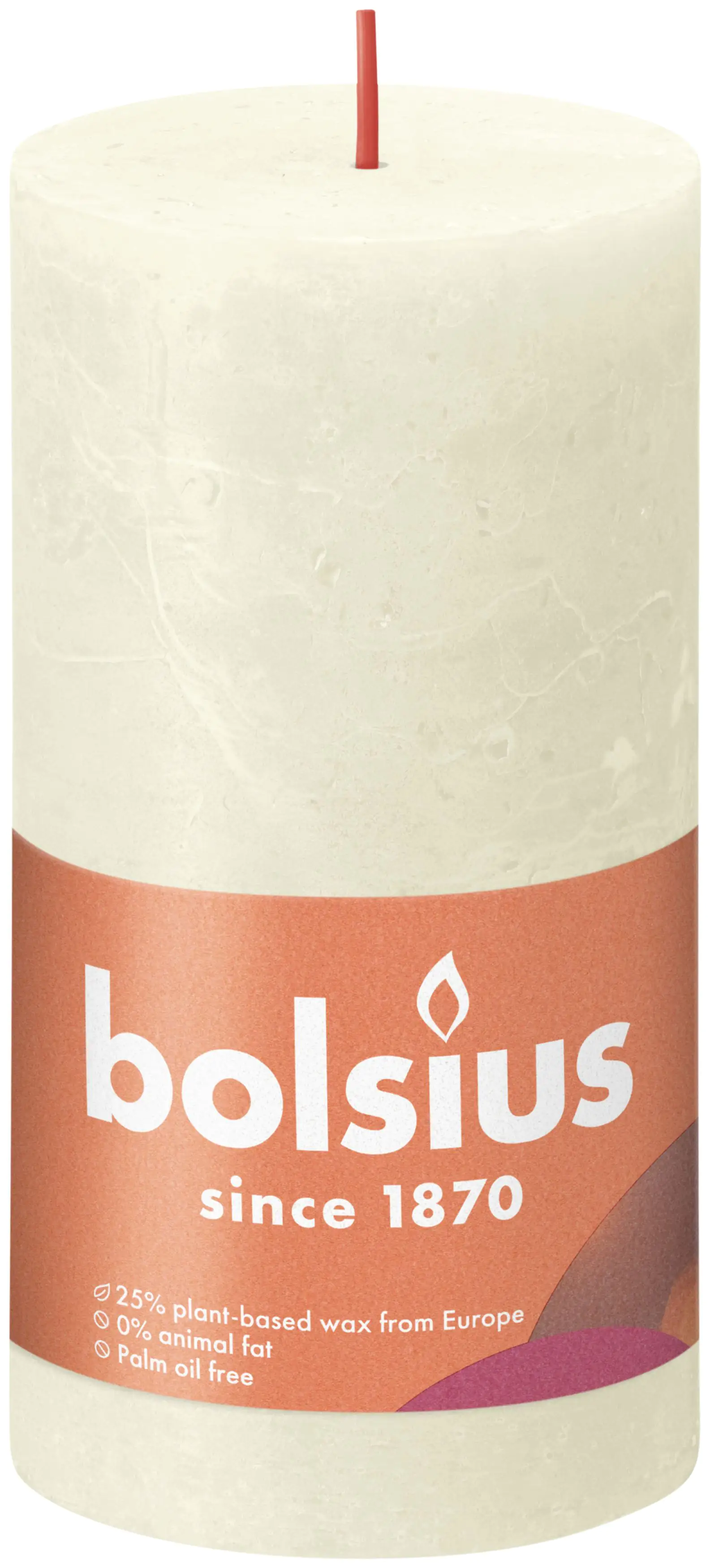 Bolsius Rustik Stumpenkerze weiche Perle, Höhe: 13 cm, Ø 6,8 cm