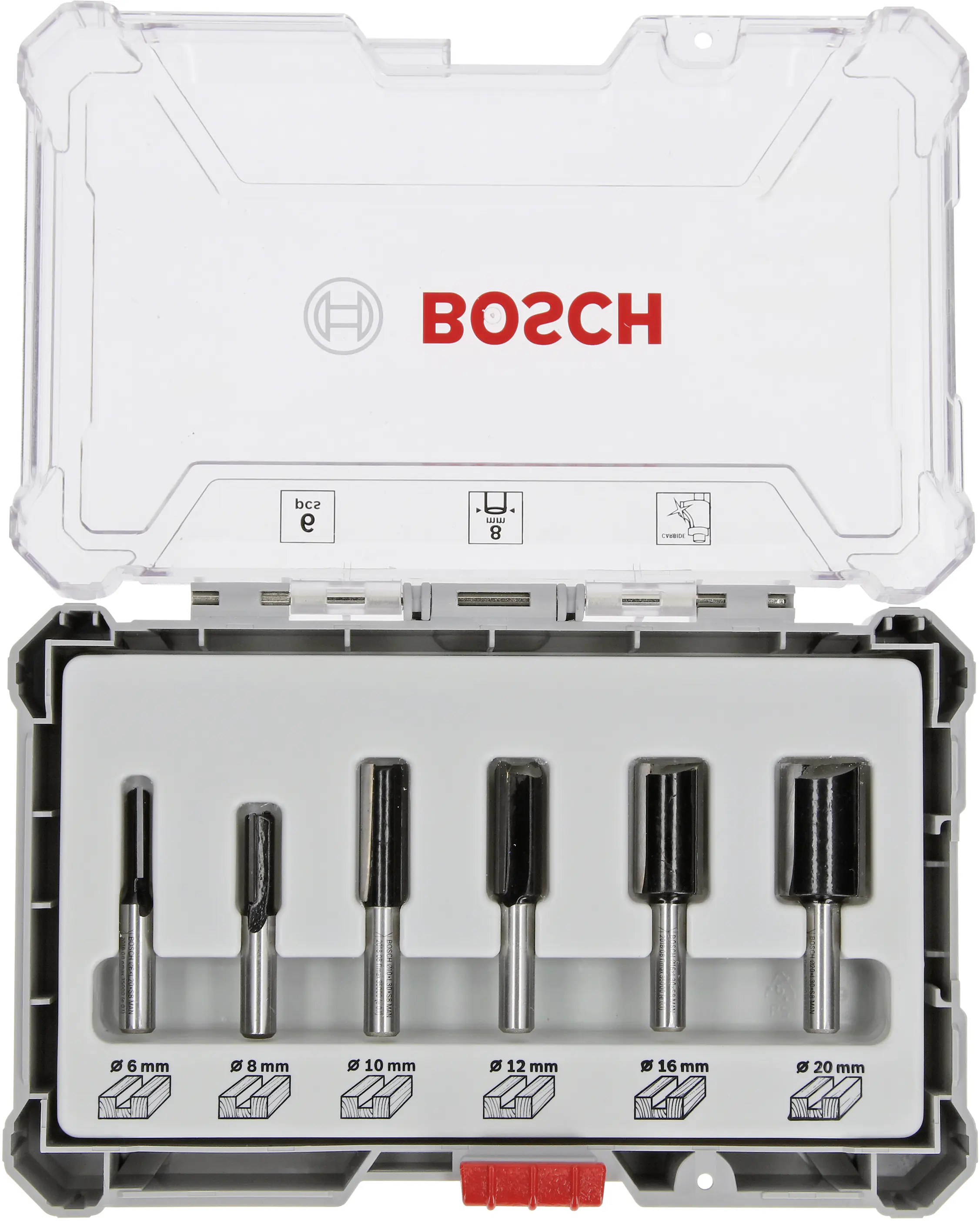 Bosch Fräser Set 6-teilig Schaft Ø 8 mm Straight