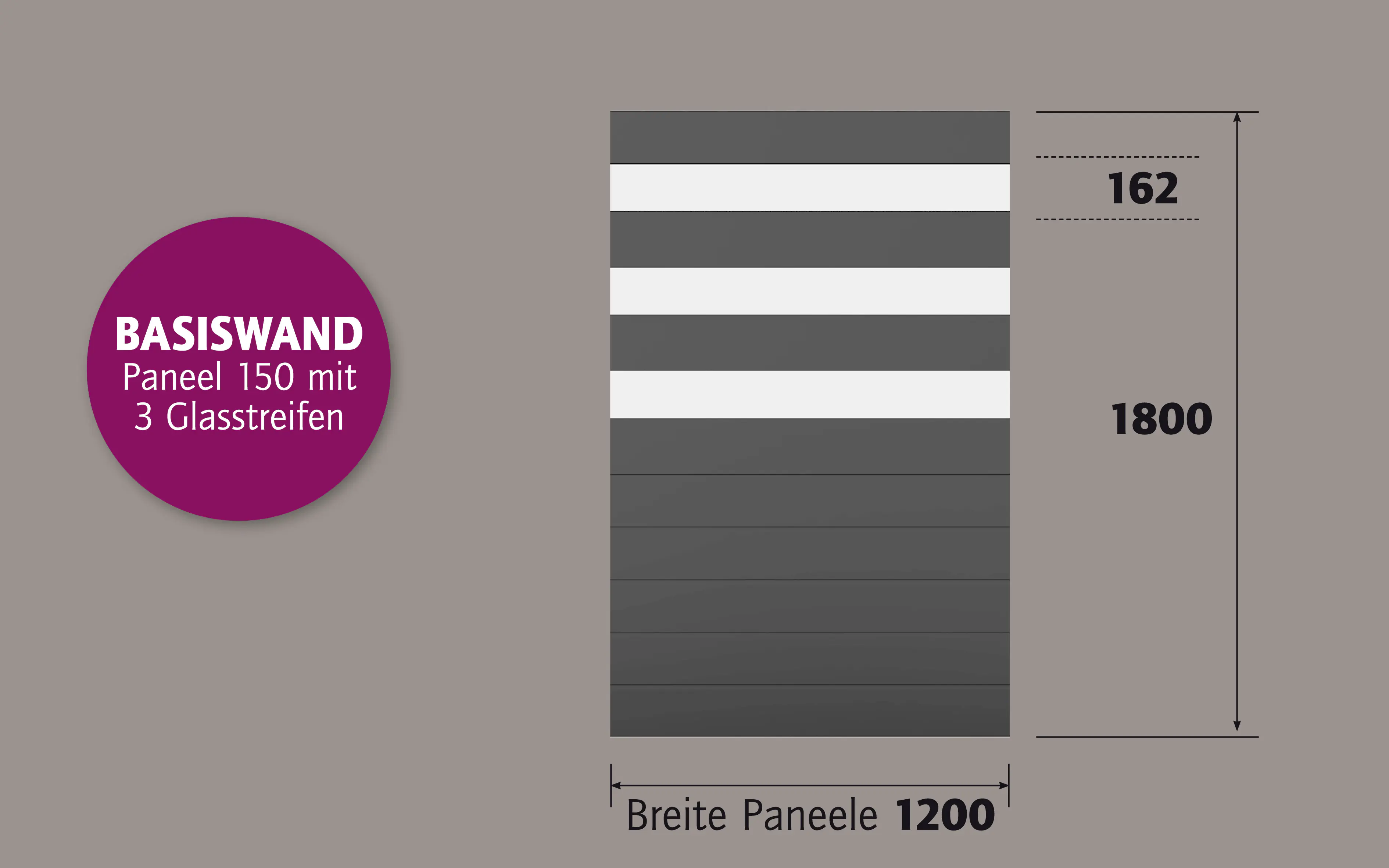 Ambiente Alu-Zaun Paneel 150 + ESG 8 mm 120 cm x 180 cm 22 mm stark
