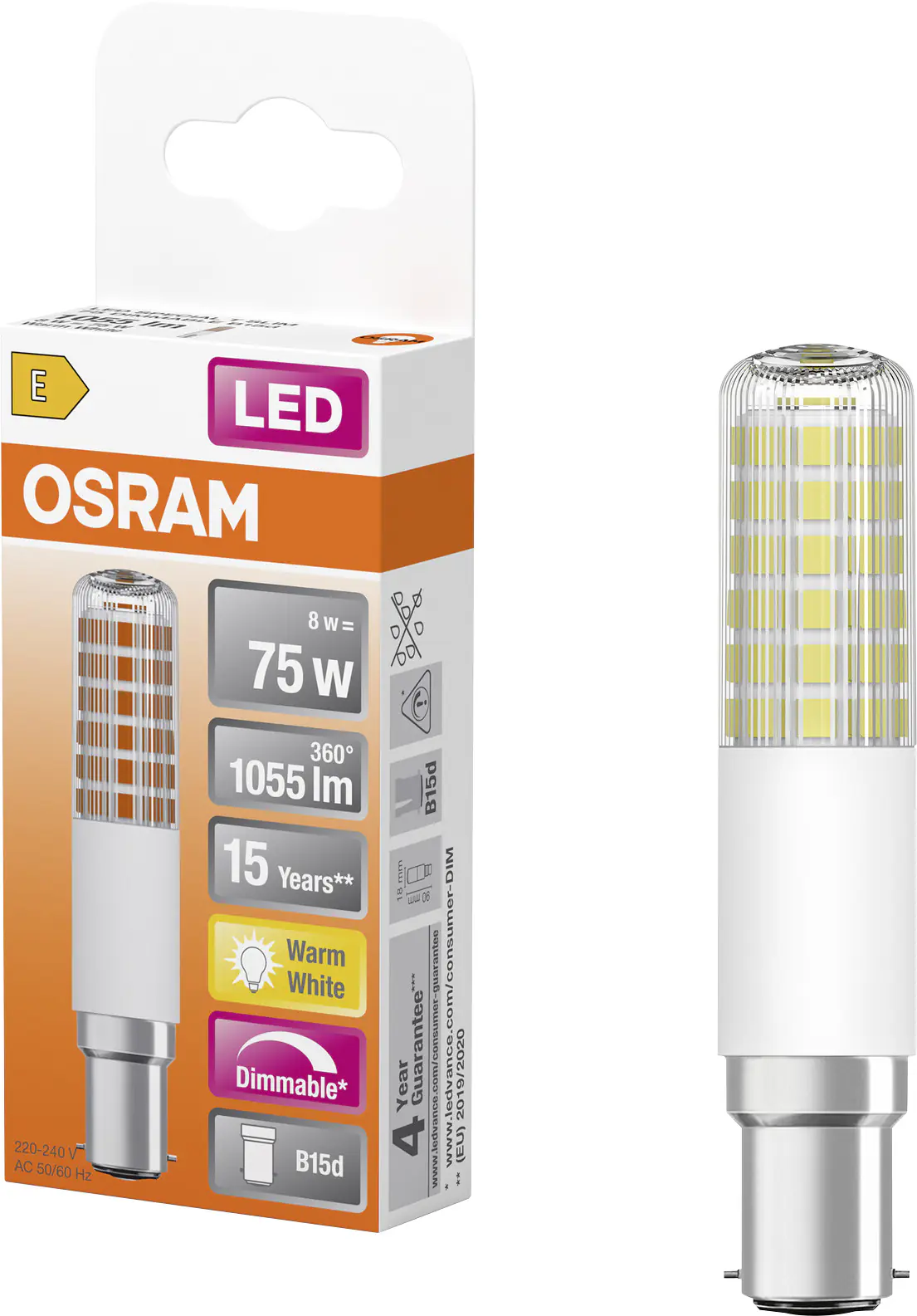 Osram LED Leuchtmittel B15d 8W dimmbar warmweiß