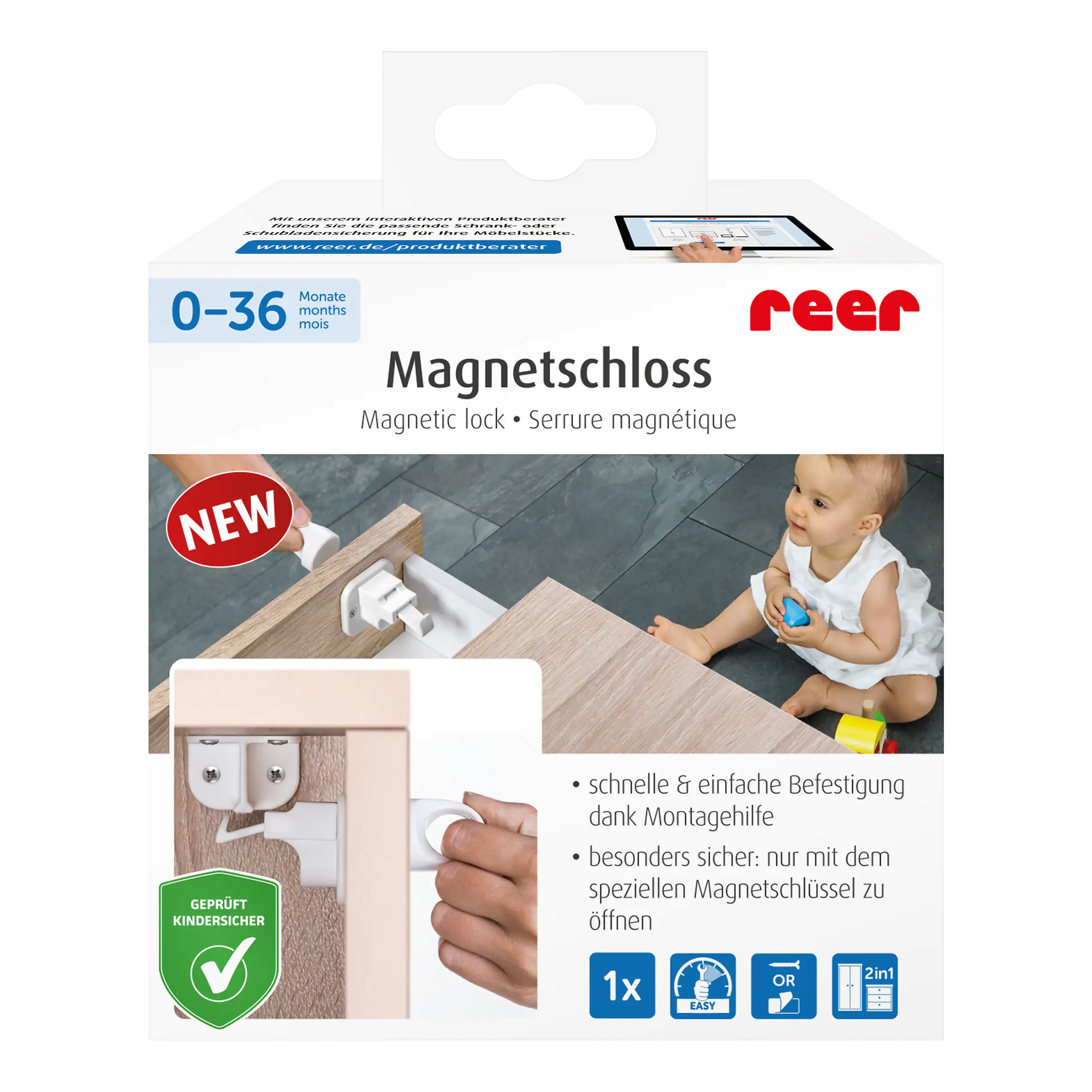 Reer Magnetschloss mit Montagehilfe