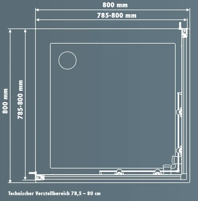 Primaster Eckdusche Easy-5 Schiebetür 80 x 80 cm Klarglas chrom