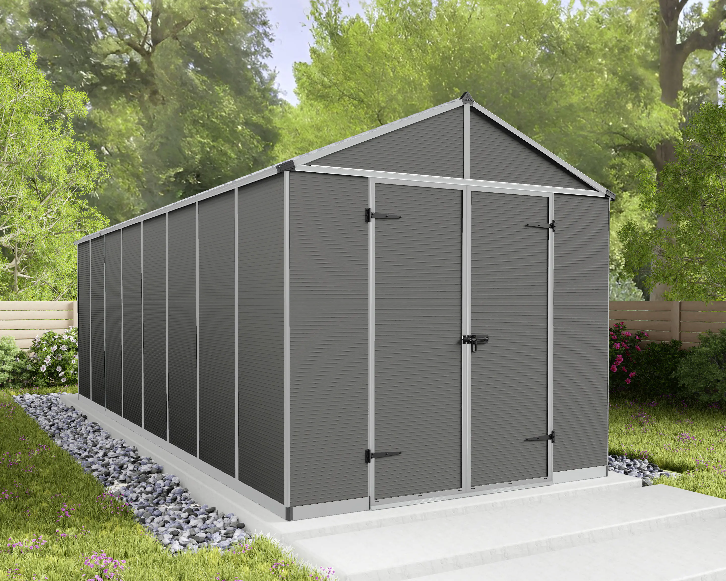 Canopia Gerätehaus Rubicon Alu grau 603 x 227 cm