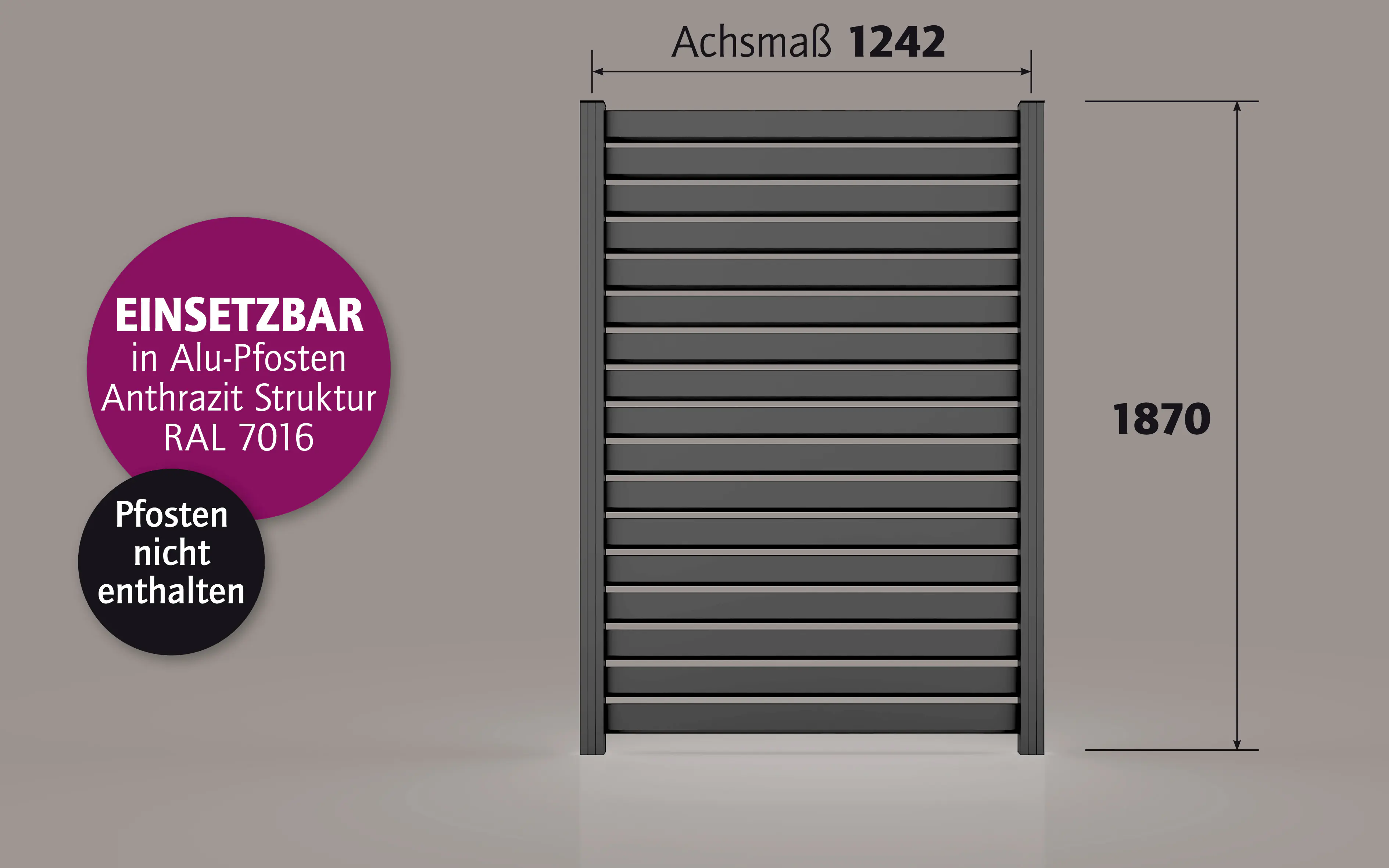 Ambiente Alu-Zaun Rhombus 90 MIDI B x H: 180 cm x 120 cm 22 mm stark