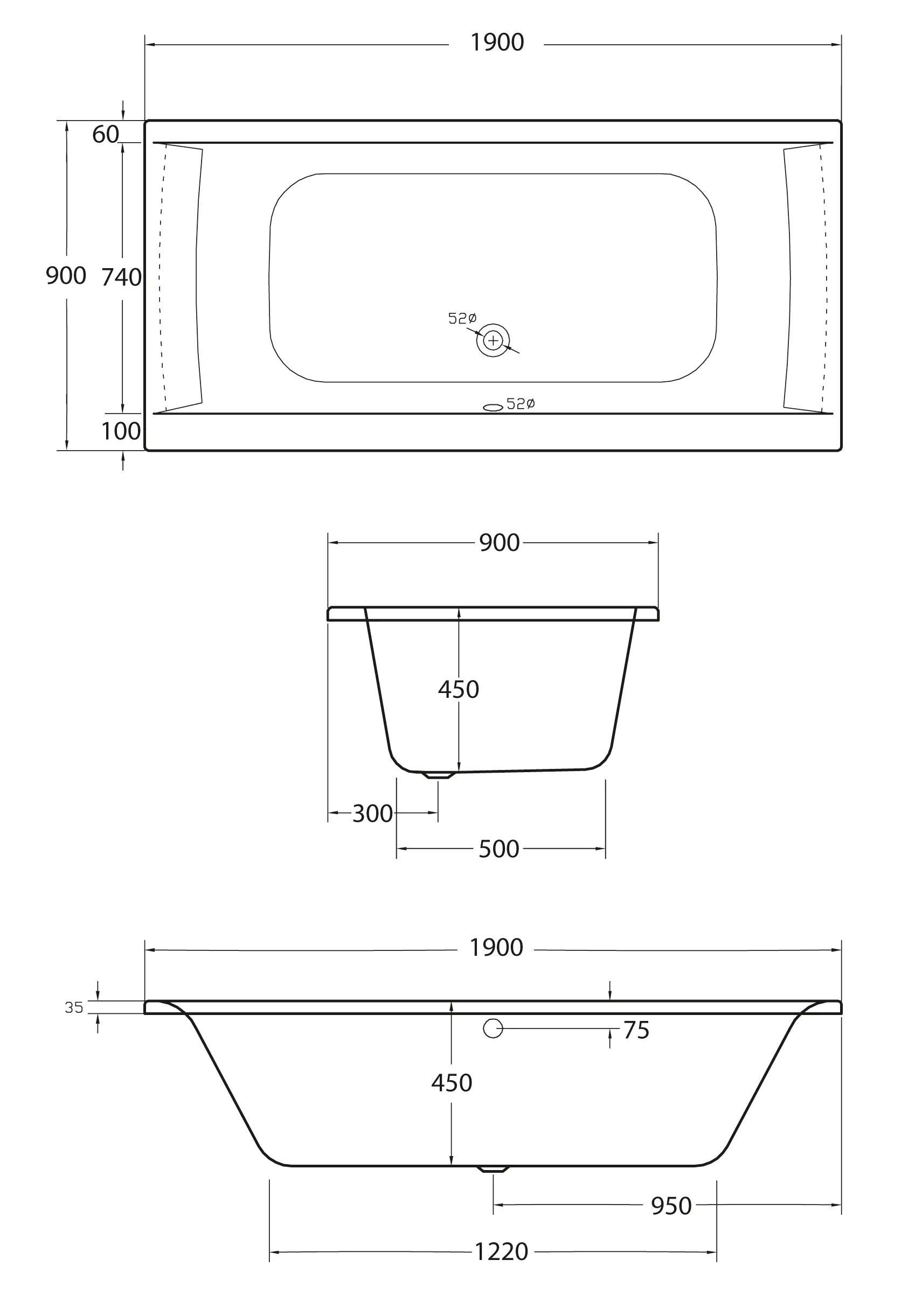 Ottofond Whirlpool-Komplettset Rosa 190 x 90 cm weiß