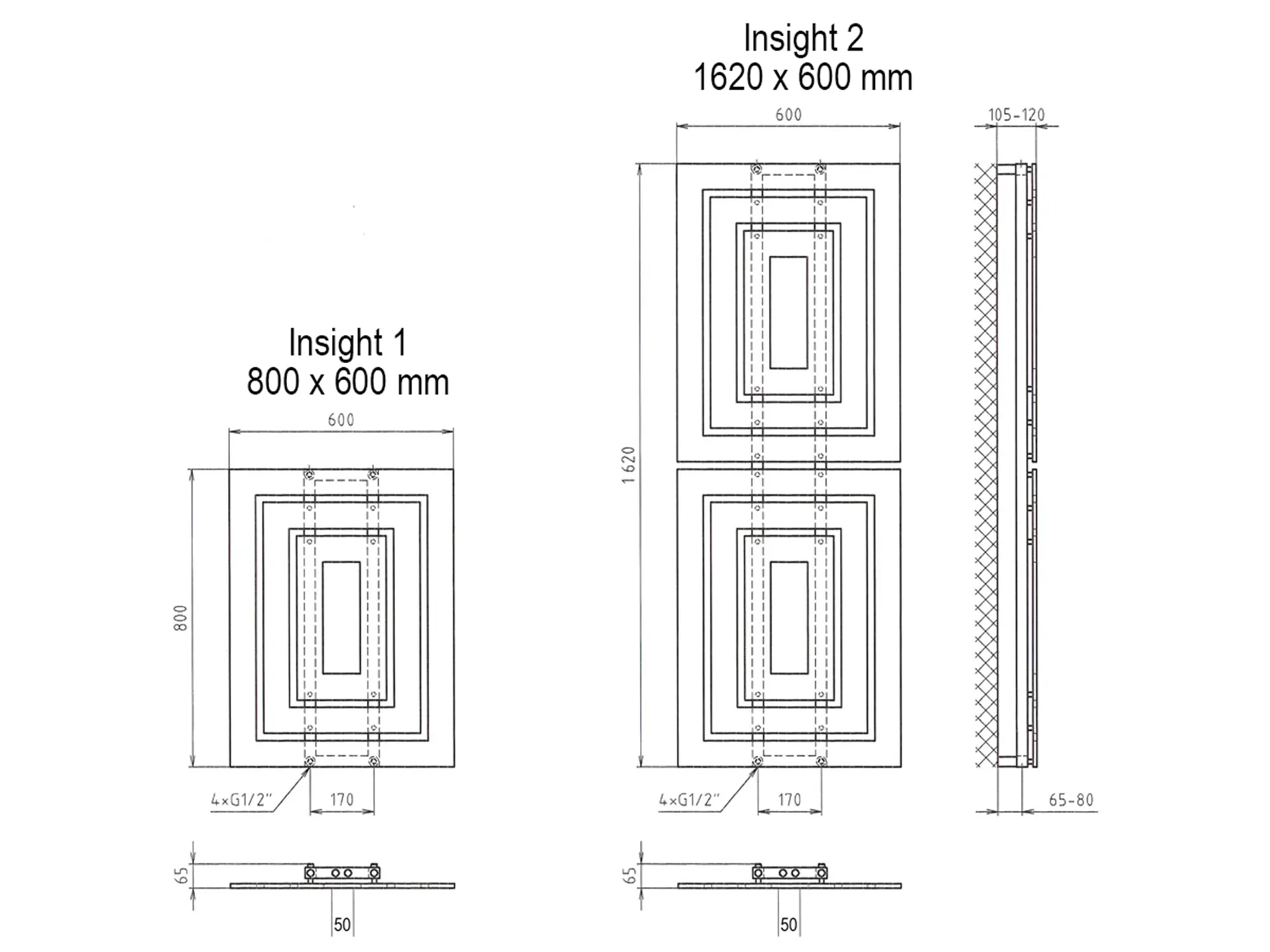 Szagato Badheizkörper Insight 80 x 60 cm weiß 612 Watt