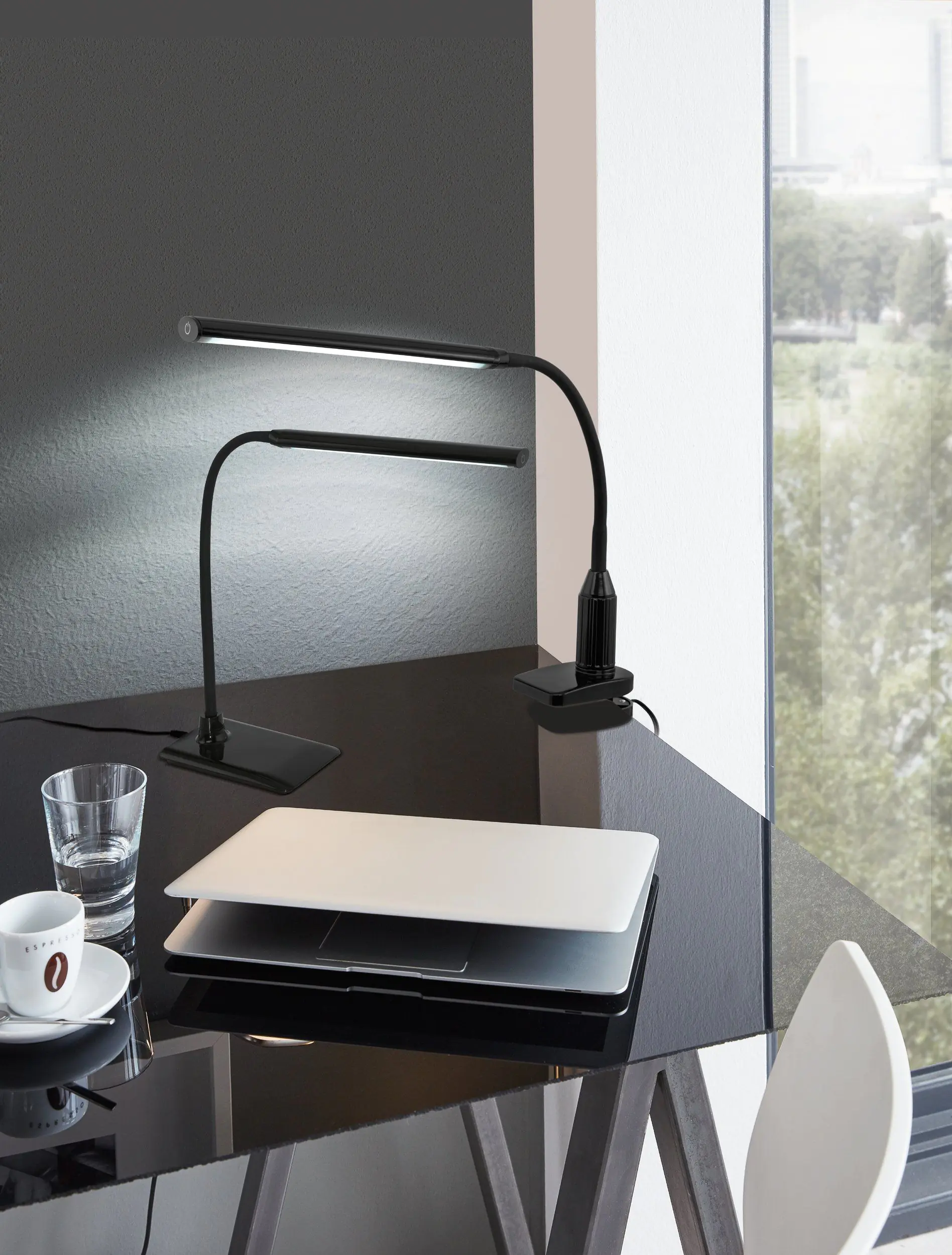Eglo LED Tischleuchte Laroa schwarz 32,5 x 12 cm dimmbar, neutralweiß