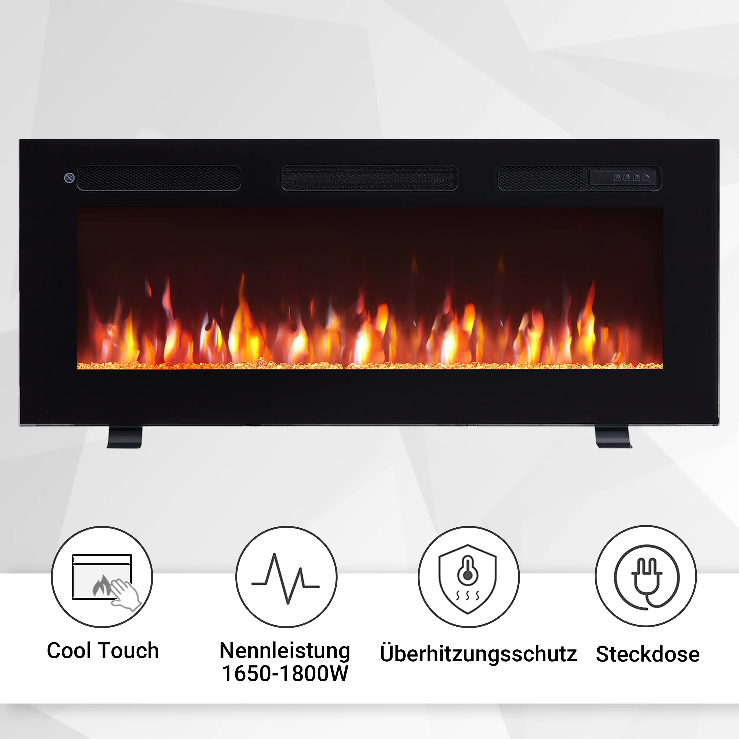 BALDERIA Elektrokamin schwarz Leif 40 1000/1800 Watt 43 x 102 cm