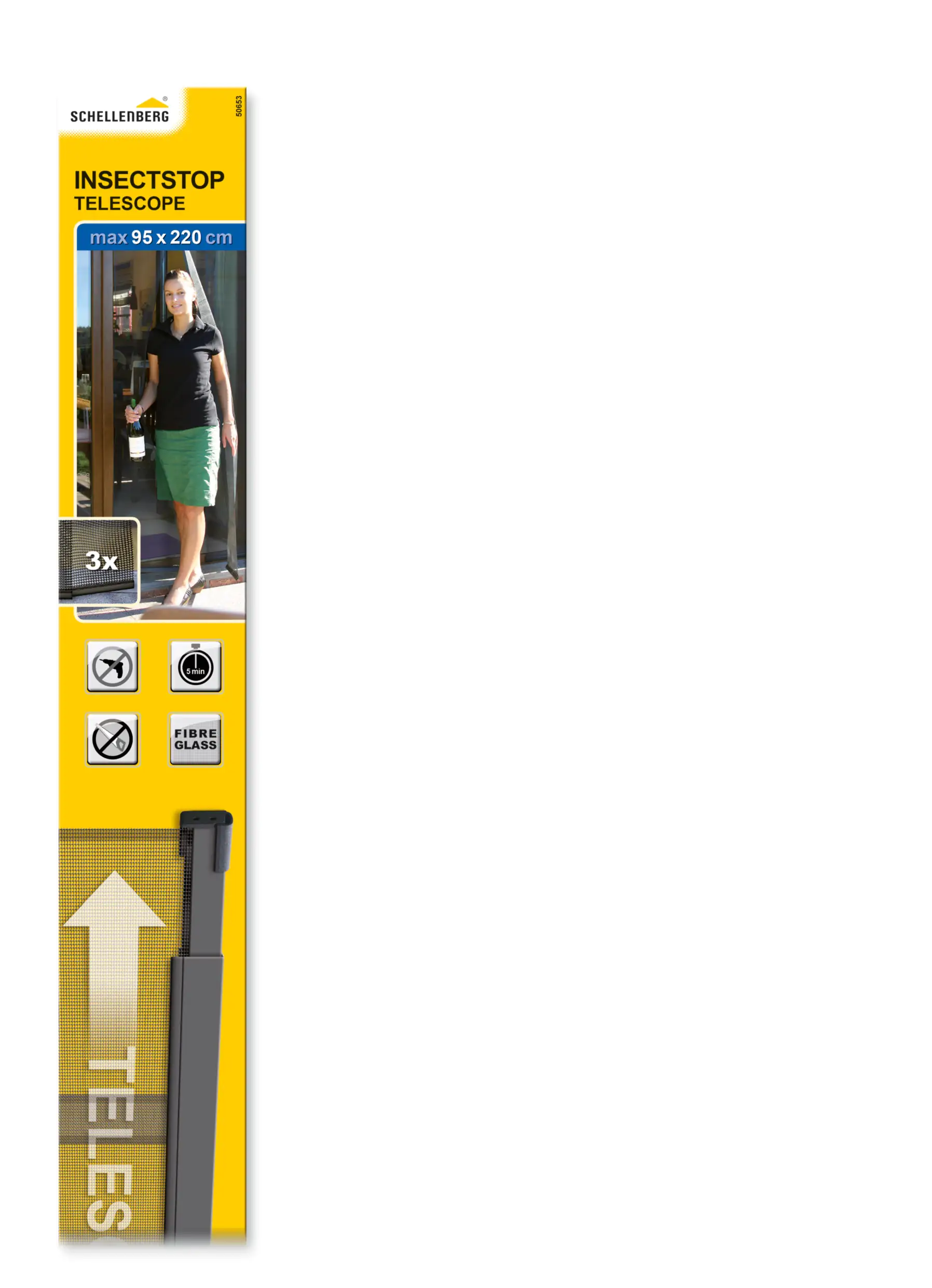 Schellenberg Fliegenschutz-Teleskopvorhang 95 x 220 cm anthrazit/anthrazit kürzbar