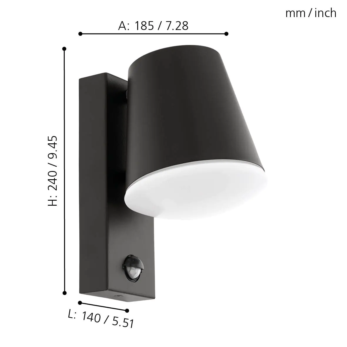 Eglo Sensor-Außen-Wandleuchte Caldiero E27 anthrazit