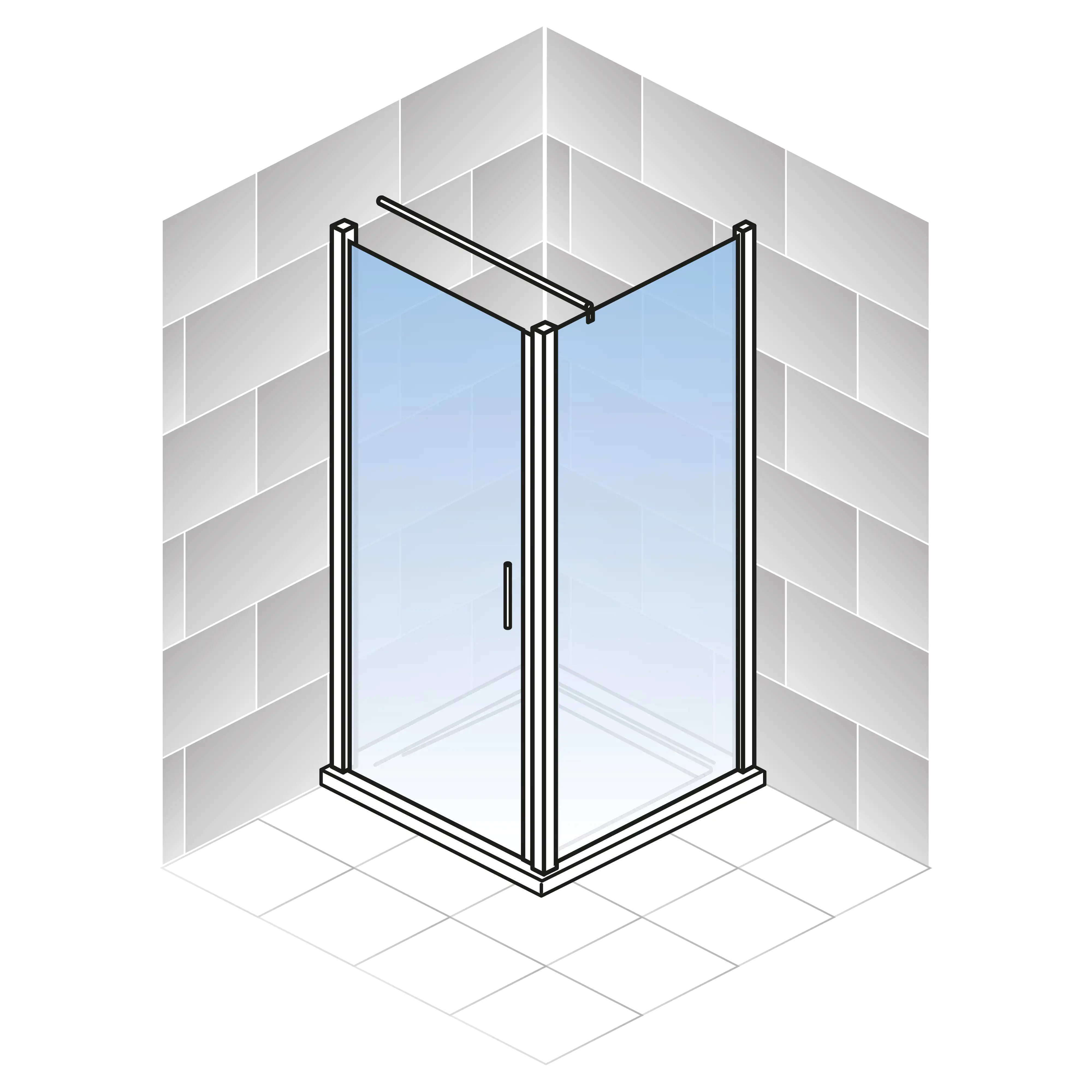 Schulte Drehtür Seitenwand Duschwanne 80 x 80 x 192 cm Alexa Style 2.0