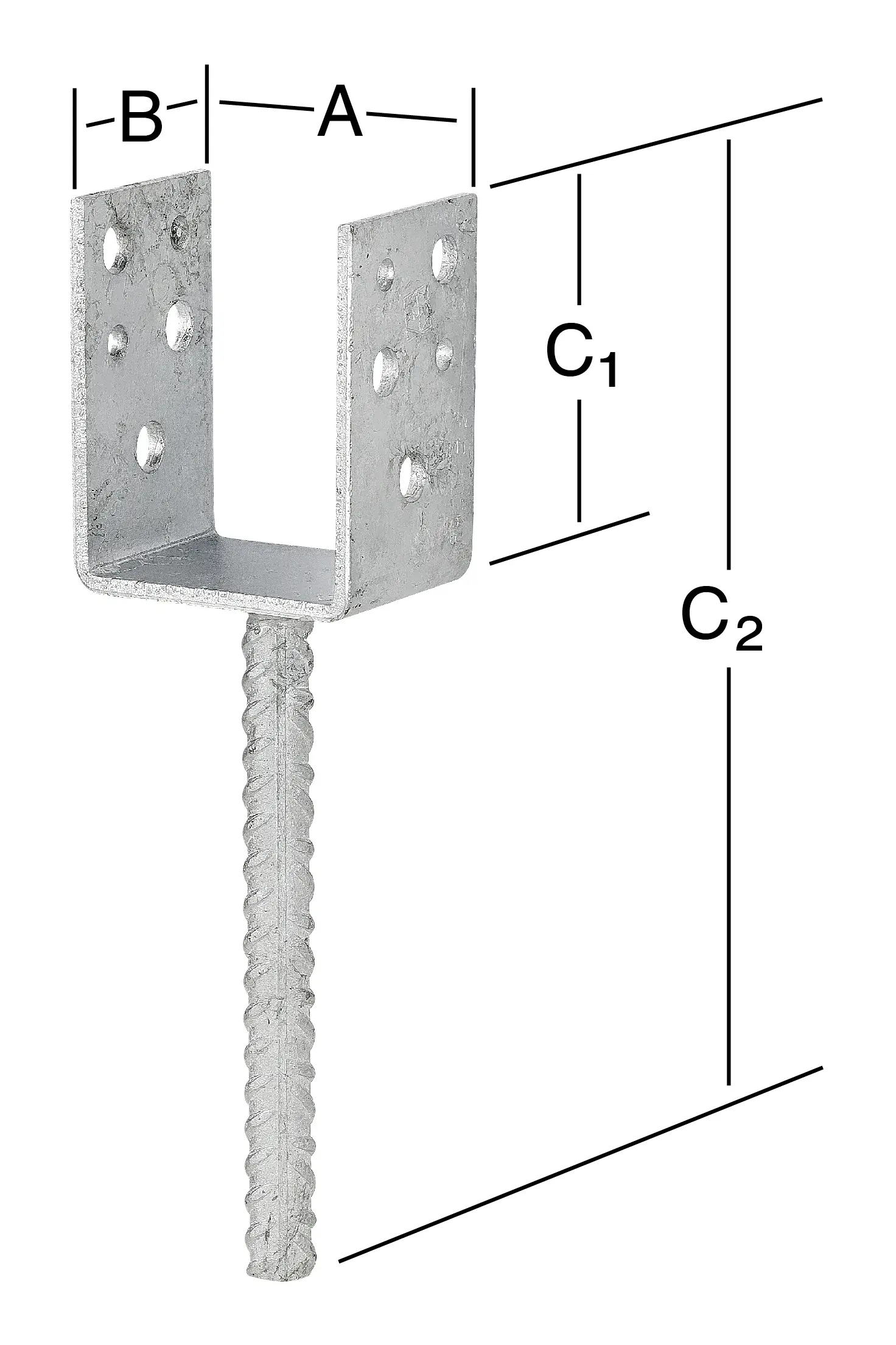 Vormann Leichte Stützenschuhe feuerverzinkt 61 x 50 x 80/230 mm
