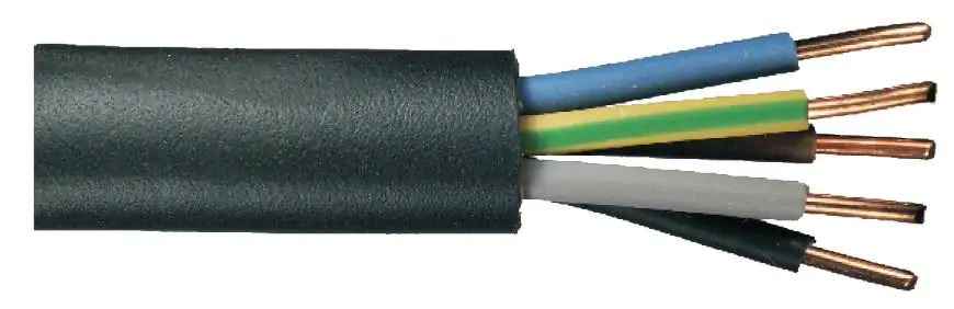 Erdkabel NYY-J 5 x 2,5 - 1 Meter, schwarz