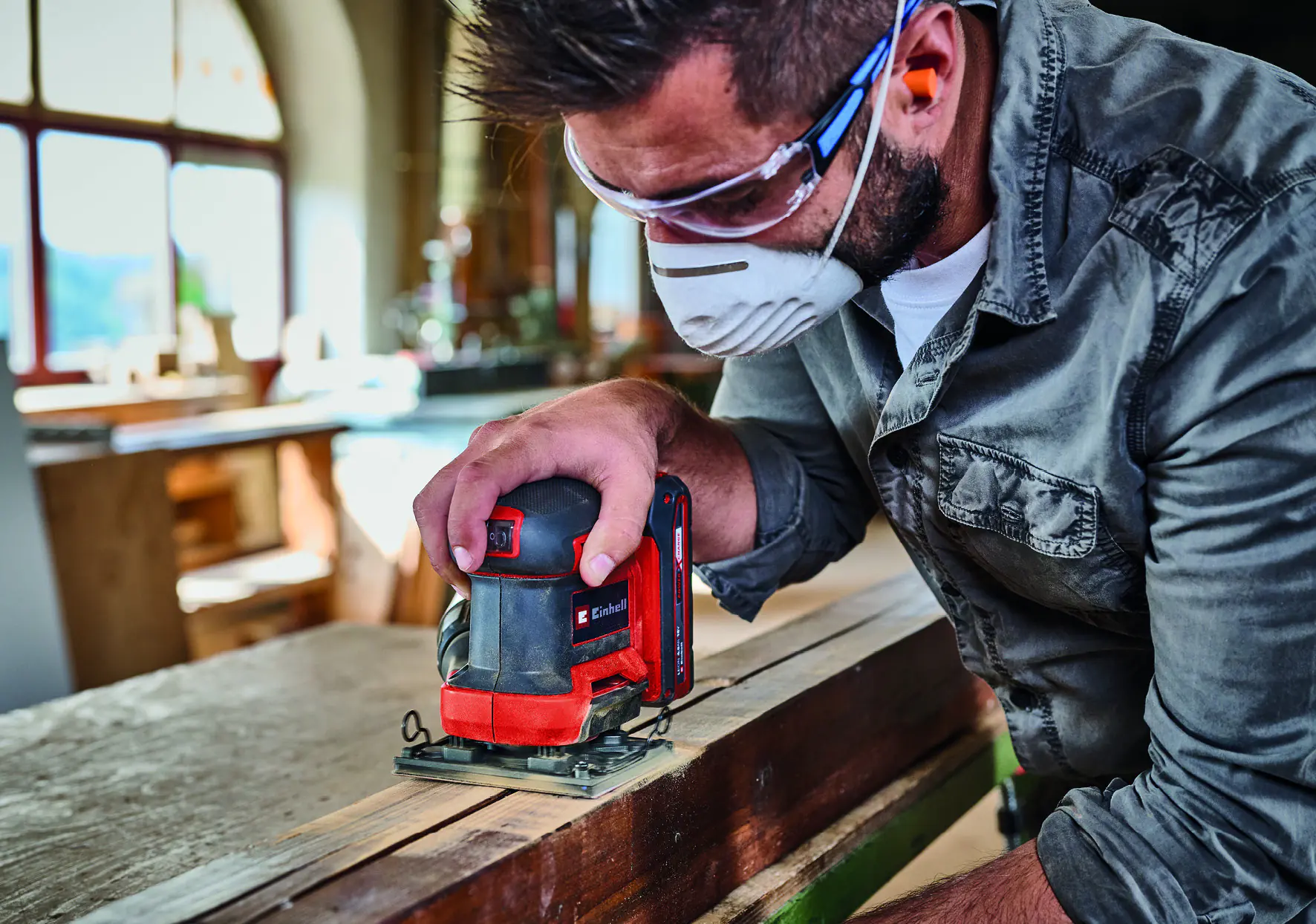 Einhell Expert Akku-Faustschleifer TE-OS 18/113 3X  Li Solo