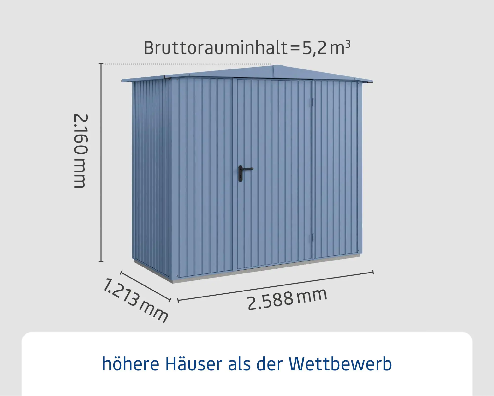 Ecostar Gerätehaus Trend-S Typ 1 258,8 x 121,3 x 216 cm taubenblau