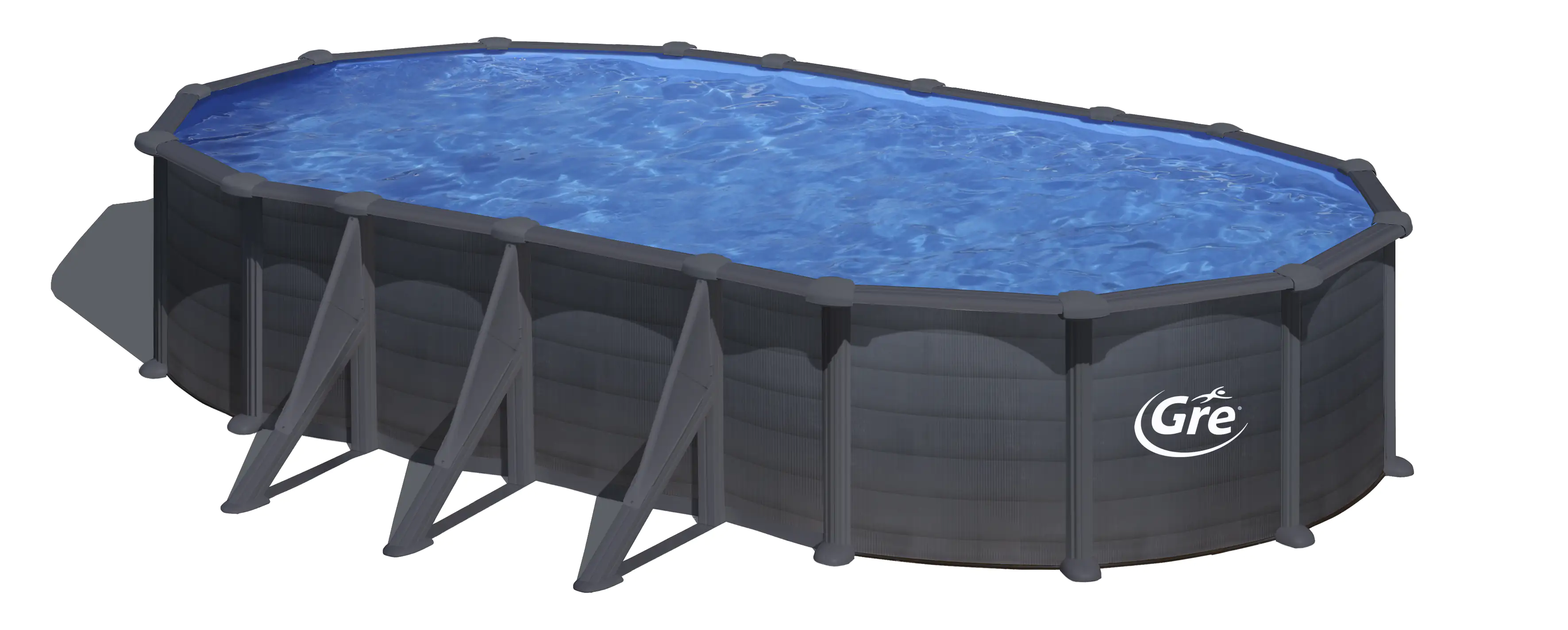 Gre Stahlwandpool Granada oval 730 x 375 x 132 cm, graphit