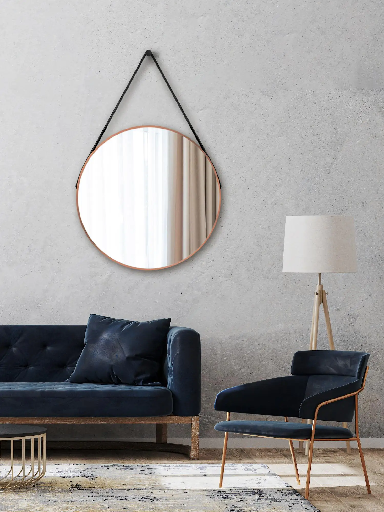 DSK Design Spiegel Silver Coiffeur Ø80 cm, kupfer