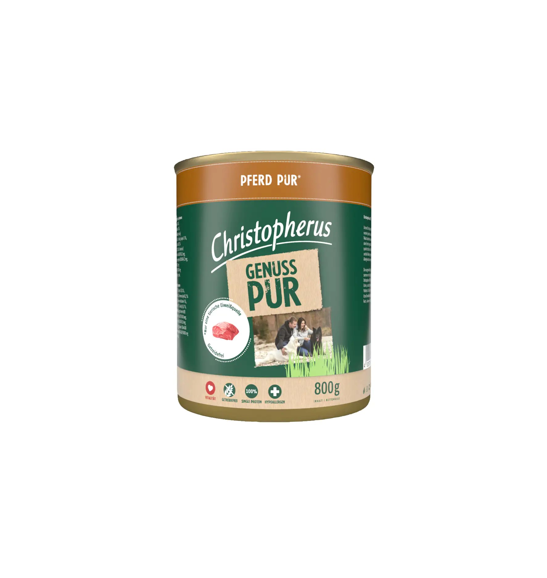 Christopherus Pur Hundenassfutter Single Protein getreidefrei 800 g Pferd