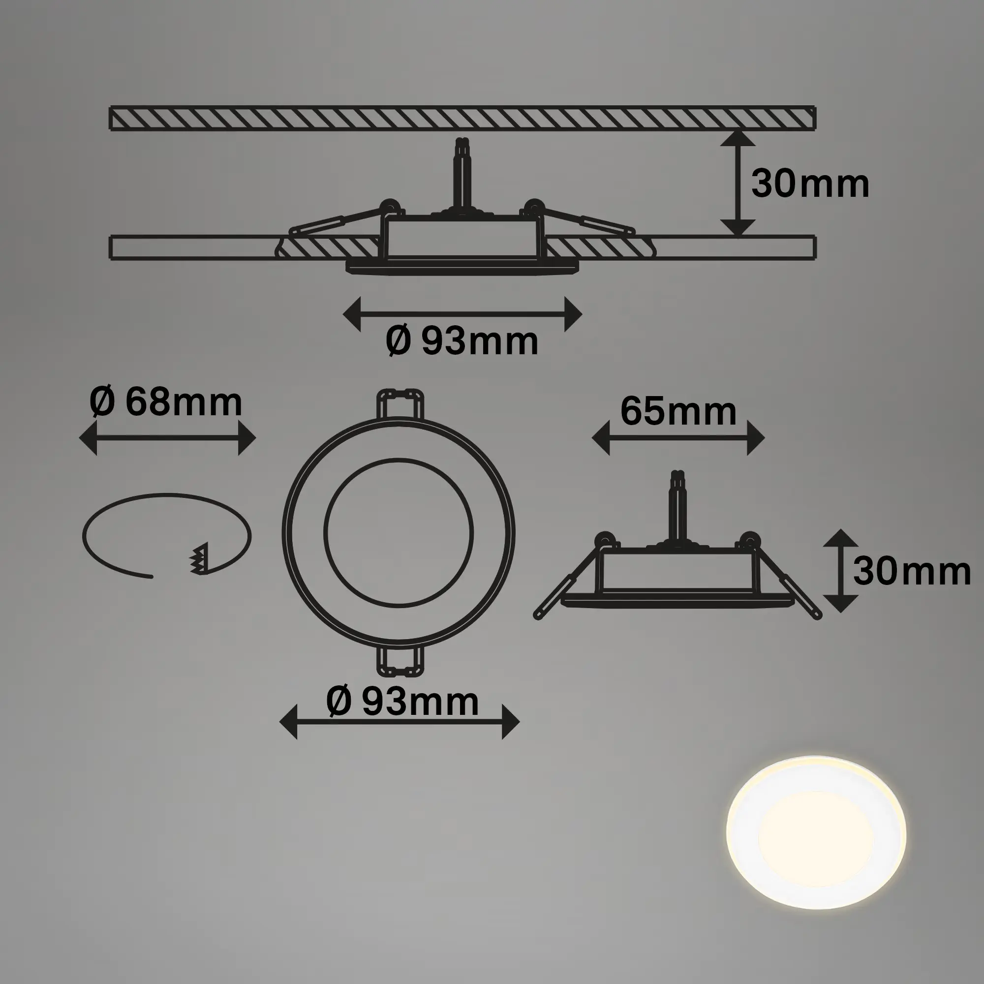 Briloner LED-Einbauleuchten 3er Set Mini 4,9W ,425lm  weiß Nachtlichtring