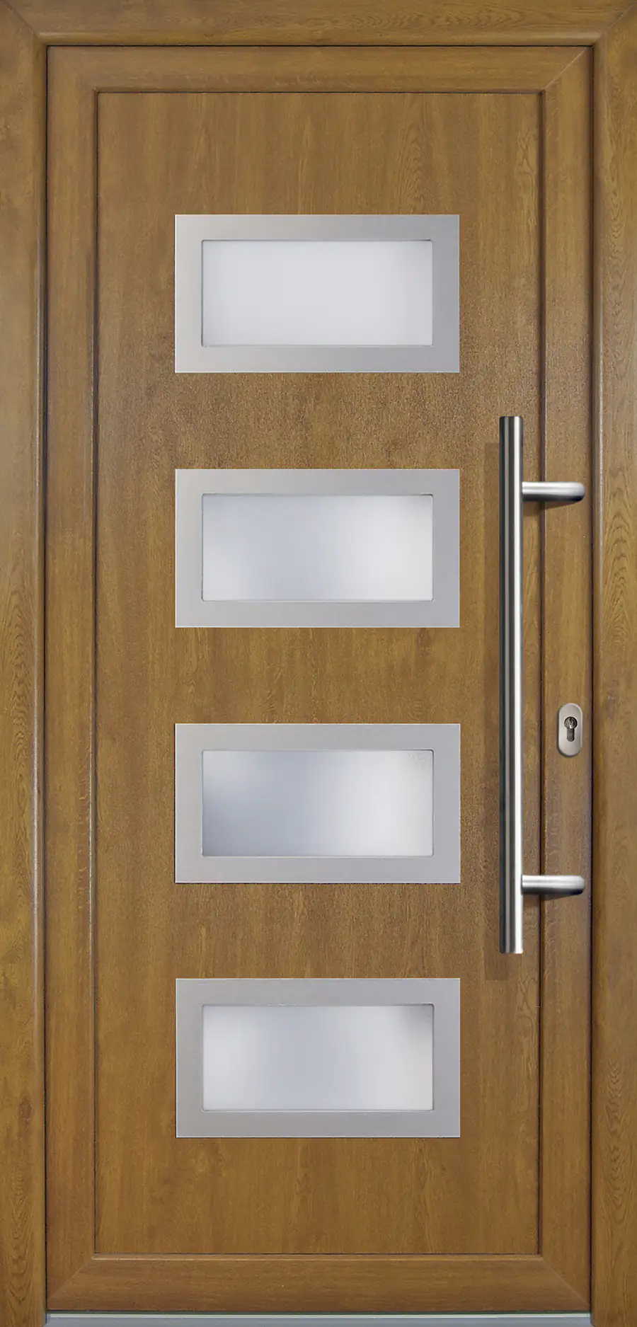 Meeth Haustür Signum PVC Exclusiv PVC Modell 92 88 x 200 cm, DIN rechts, weiß/golden Oak