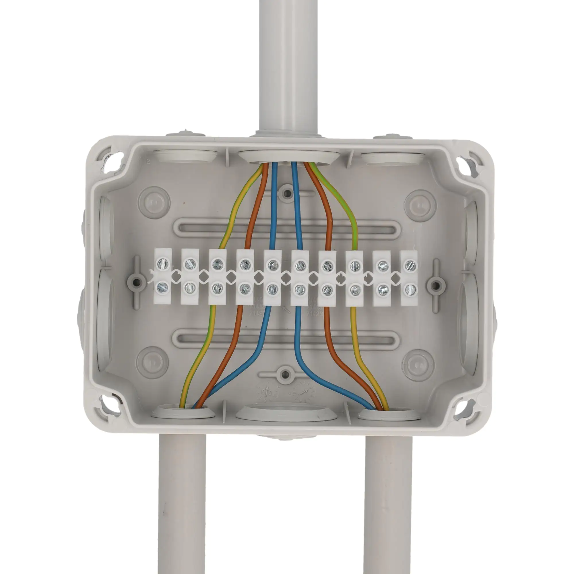 Aufputz- Abzweigdose IP65, mit Schraubdeckel, 175 x 130 x 84 mm, grau