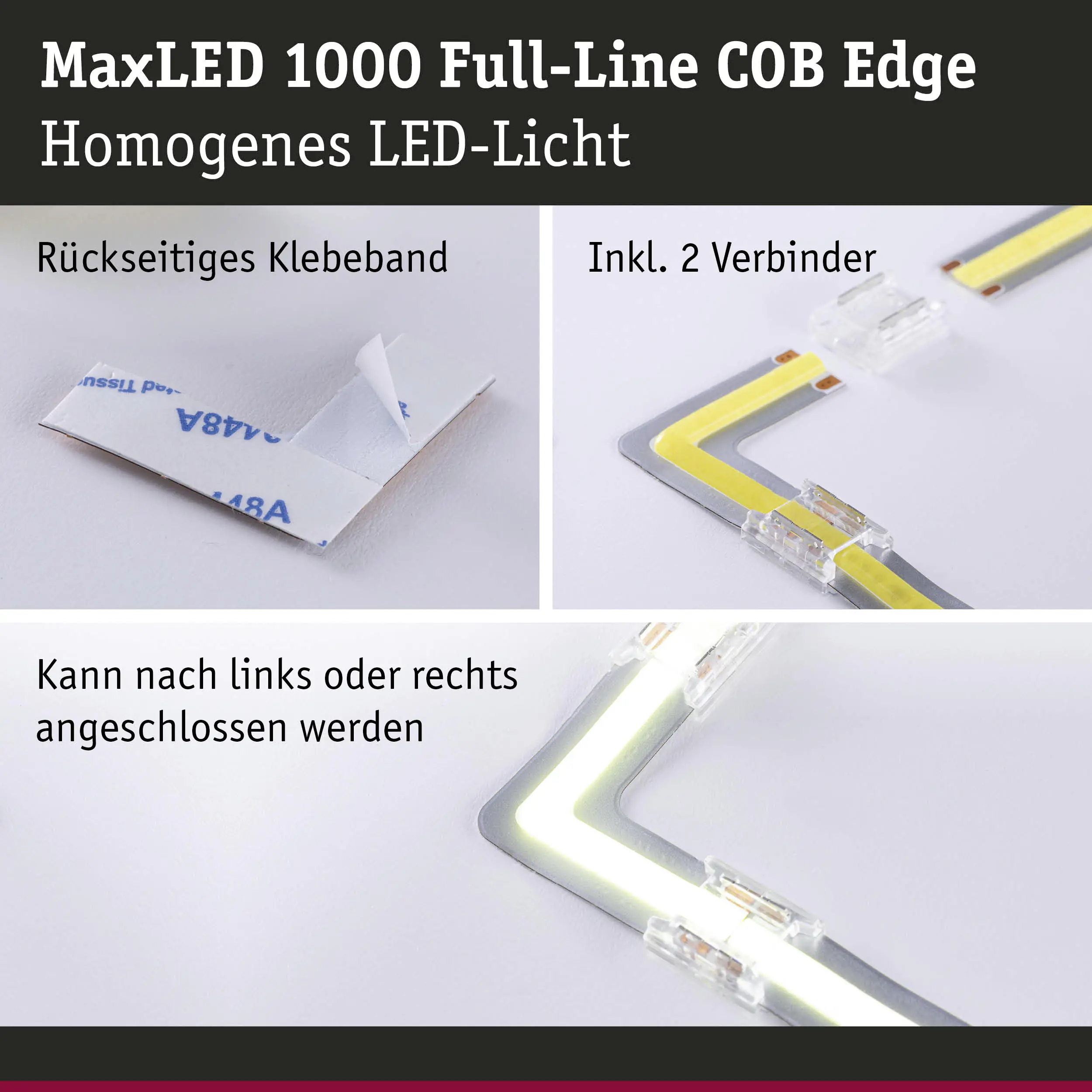 Paulmann MaxLED 1000 Stripe-Ecke warmweiß Full-Line COB 90° silber
