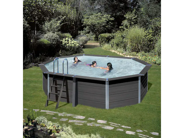 Gre Composite Pool oval grau, 524 x 386 x 124 cm