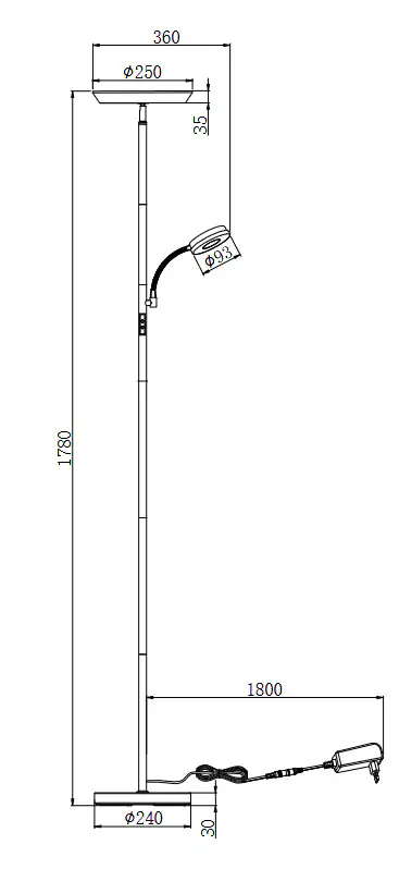 Trio LED Stehleuchte Specter 17 + 4,5 W schwarz matt