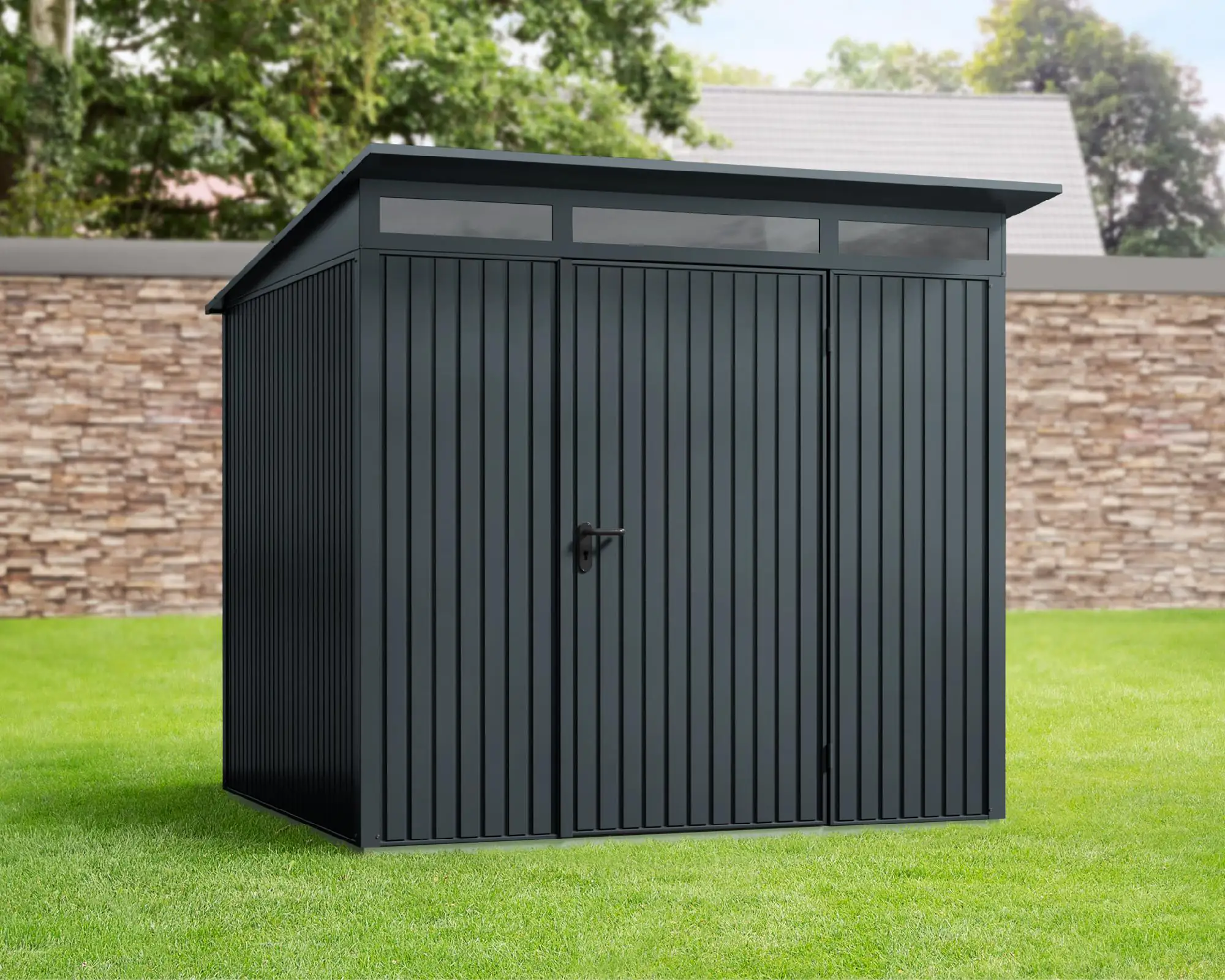 EcoStar Gerätehaus Trend-P Typ 2 anthrazitgrau 247,9 x 283,4 x 232,3 cm