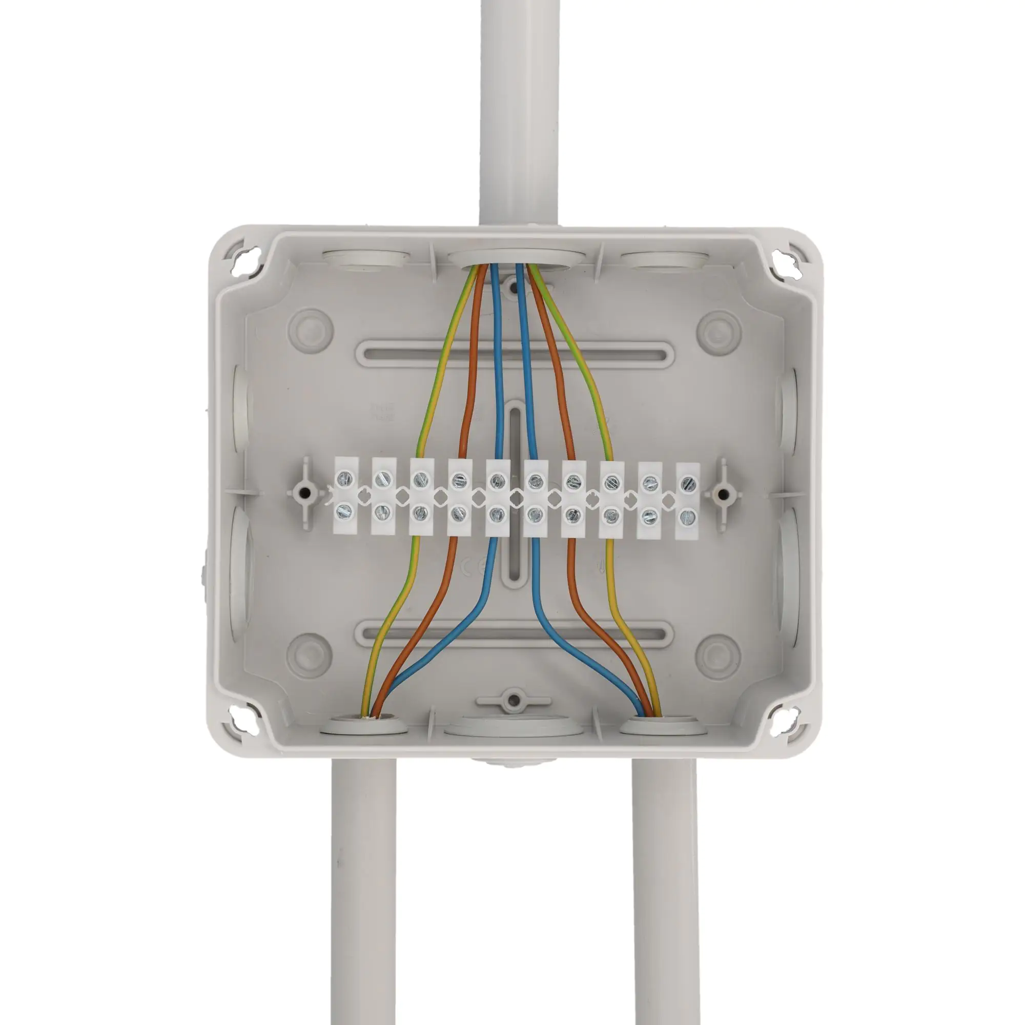 Aufputz- Abzweigdose IP65, mit Schraubdeckel, 165 x 105 x 190 mm, grau
