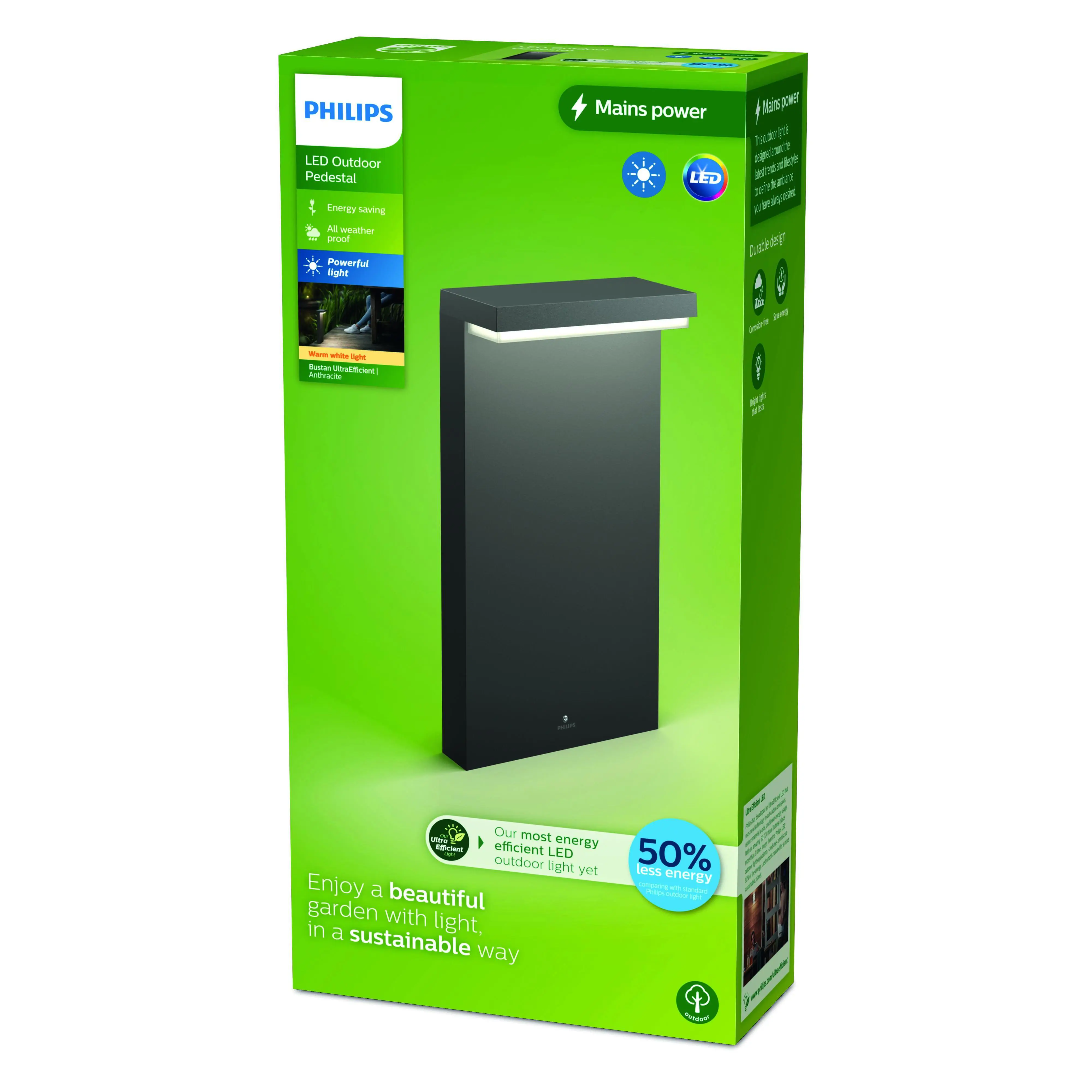 Philips LED Sockelleuchte Bustan warmweiß anthrazit