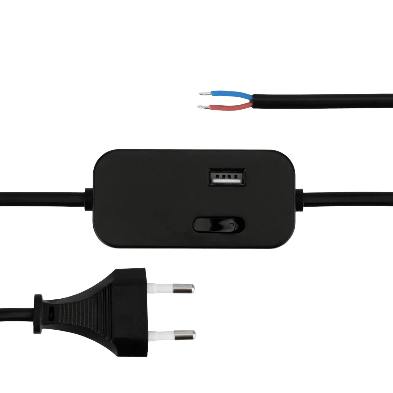 REV Zuleitung Euro 2,5A  mit Schalter USB A 2m schwarz