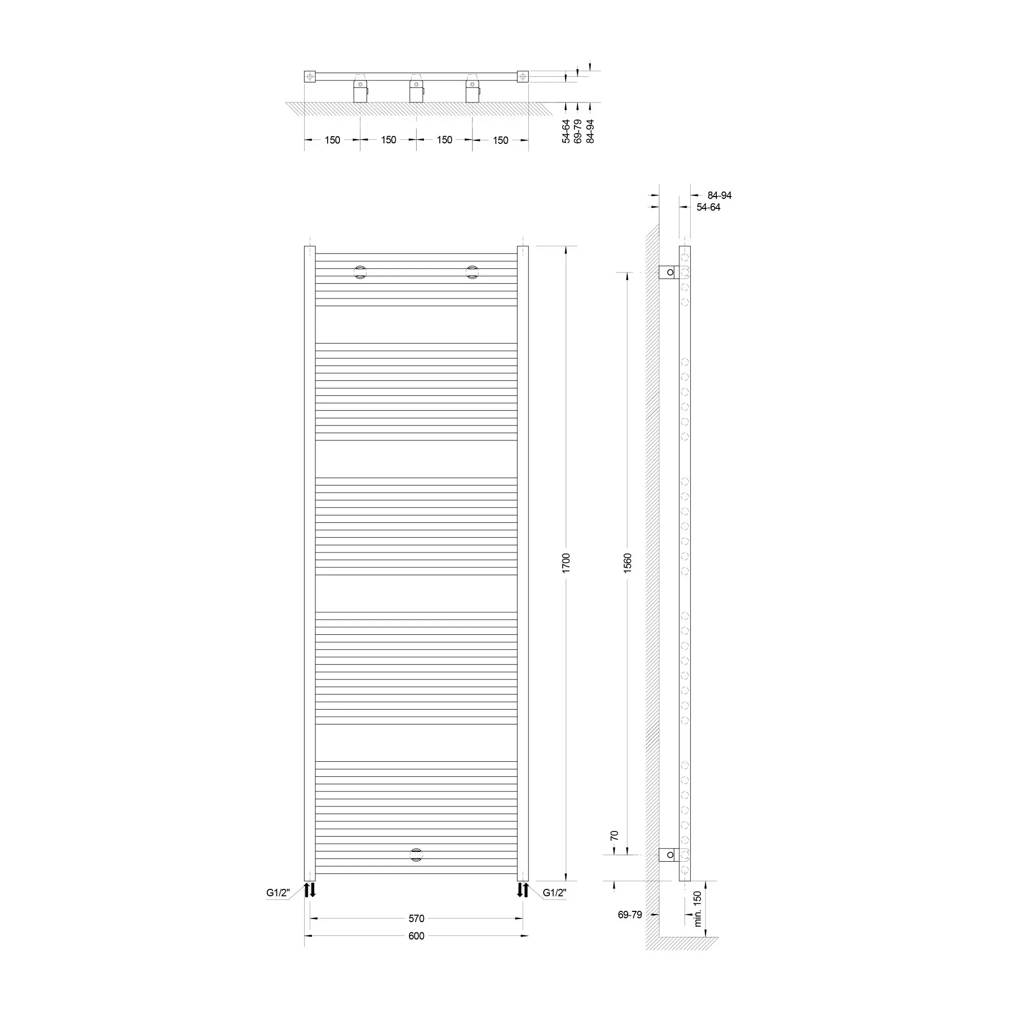 Schulte Design-Heizkörper Turbo 169,5 x 60 cm alpinweiß 916 W