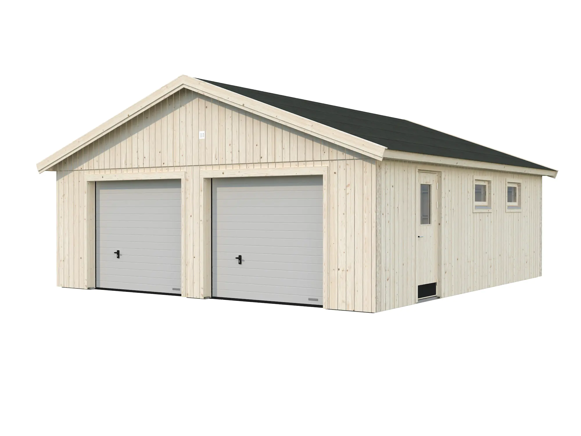 Palmako Fertiggarage Doppelgarage Andre 665 x 739 cm mit Sektionaltor naturbelassen