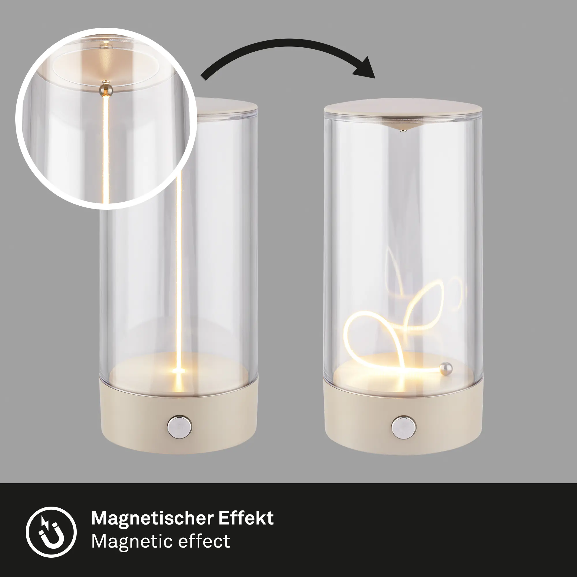 Briloner LED Akku-Tischleuchte Wiggle beige 15 cm warmweiß dimmbar