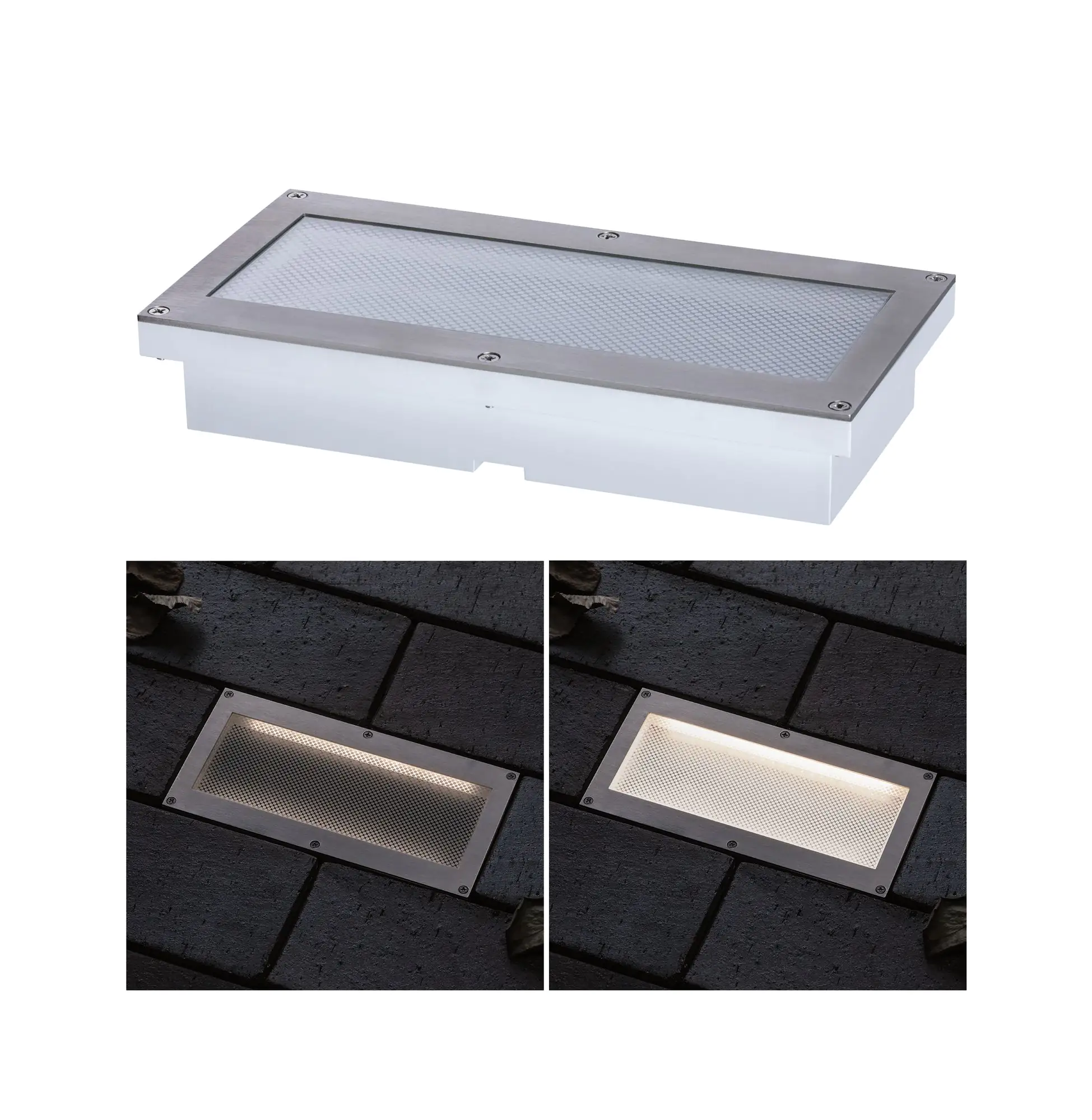 Paulmann LED Außen-Bodeneinbauleuchte Brick alu-grau 20 x 10 cm warmweiß