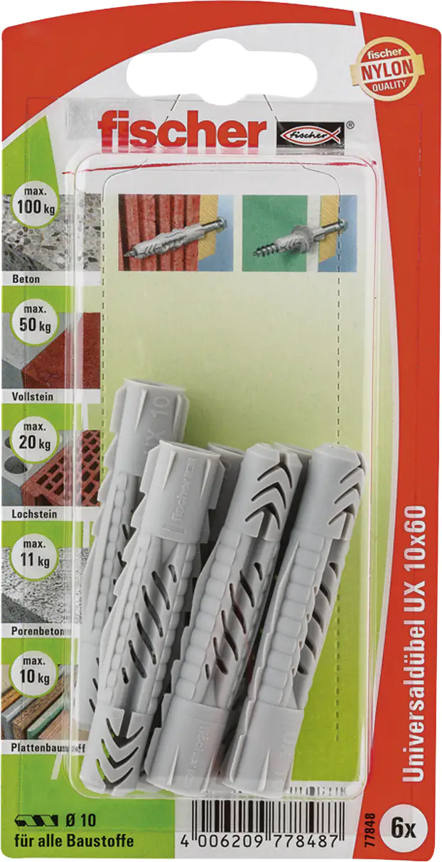 Fischer Universaldübel UX 10.0 x 60 mm - 6 Stück