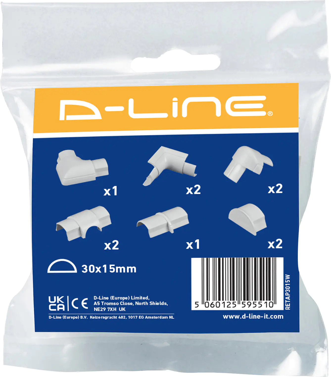 D-Line Design Kabelkanal Zubehör-Set 30x15mm weiß, 10-teilig