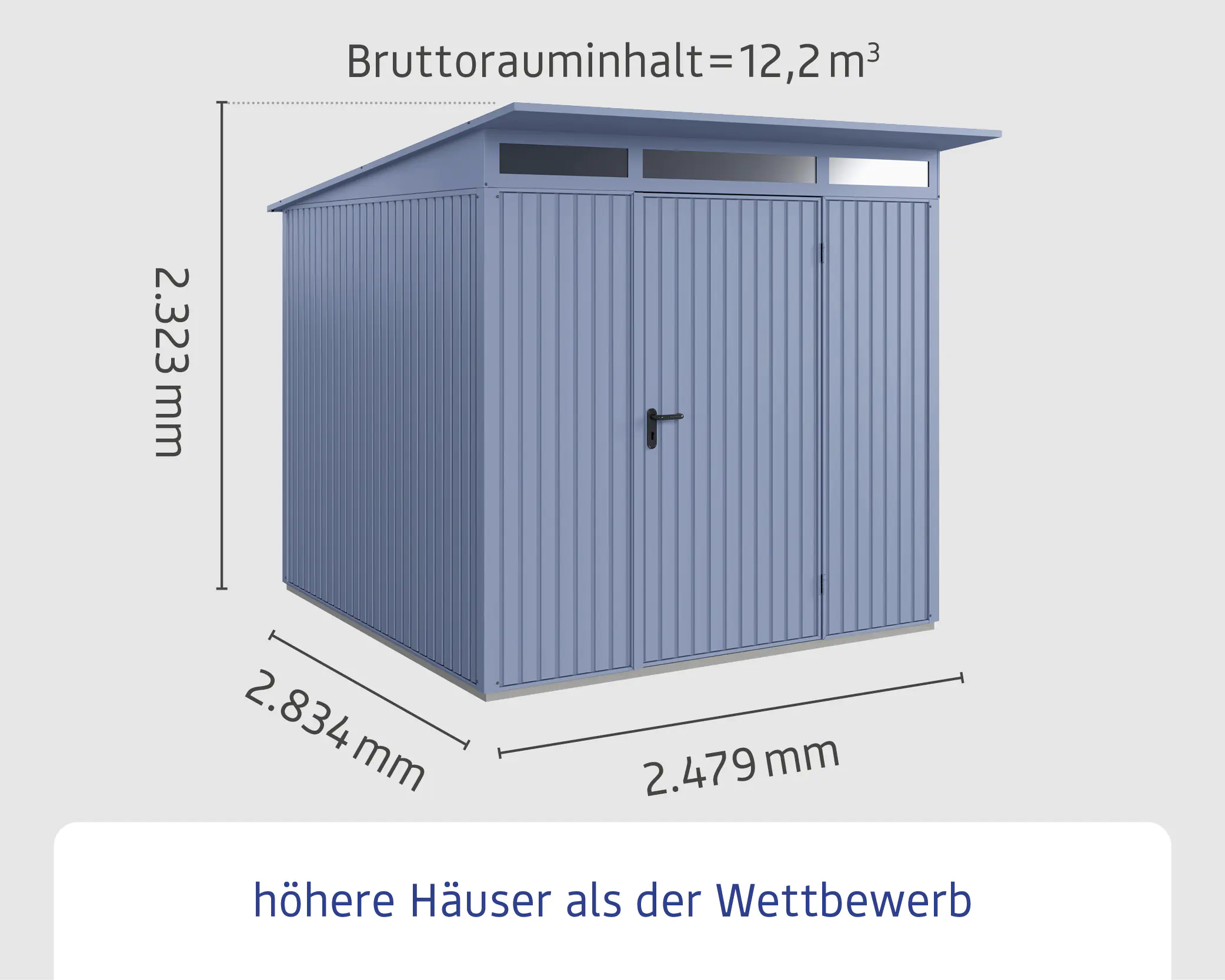 EcoStar Gerätehaus Trend-P Typ 2 taubenblau 247,9 x 283,4 x 232,3 cm