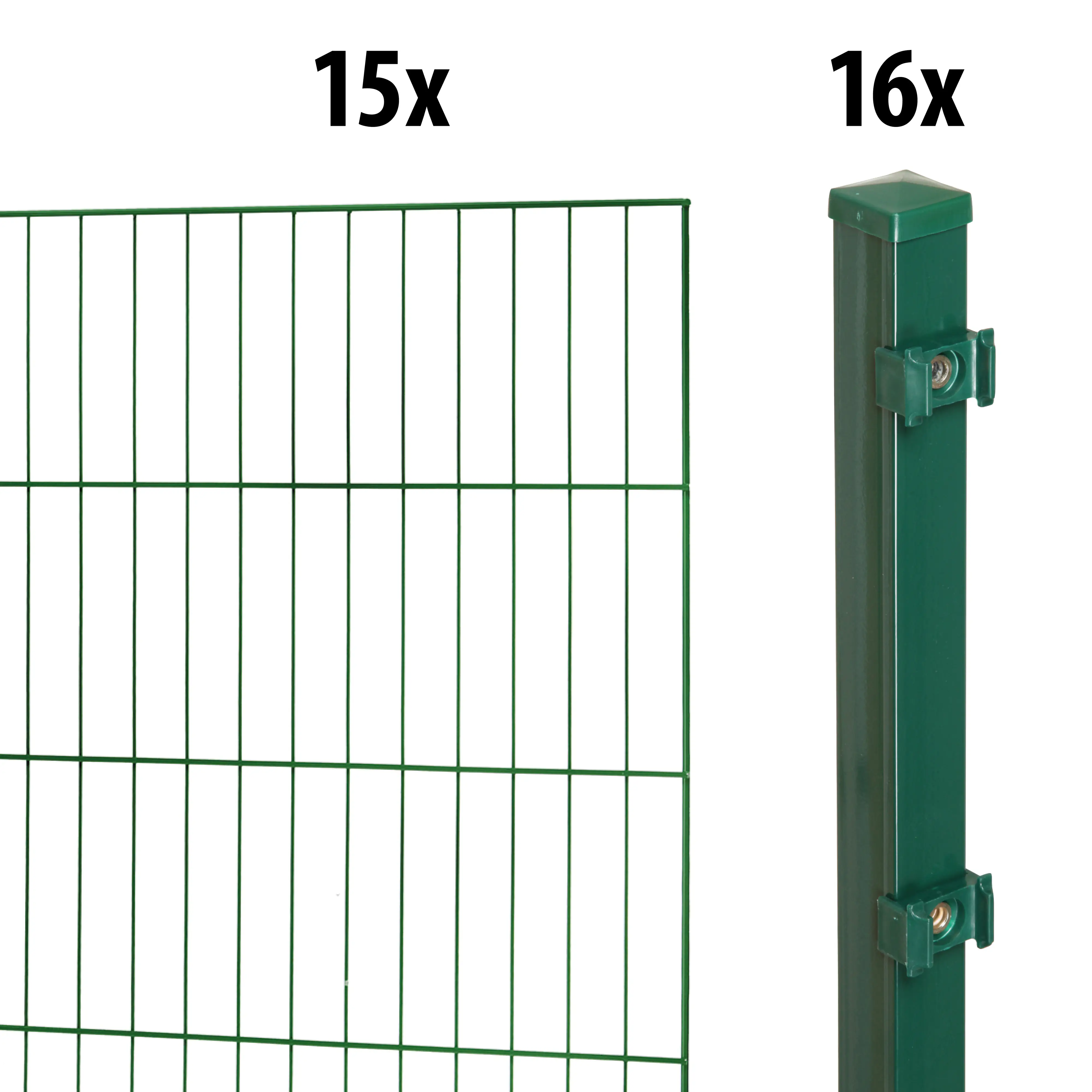 Floraworld Einstabmatten-Zaun Set Classic 30 m 200 x 50 cm inkl. 16 Pfosten 100 cm moosgrün
