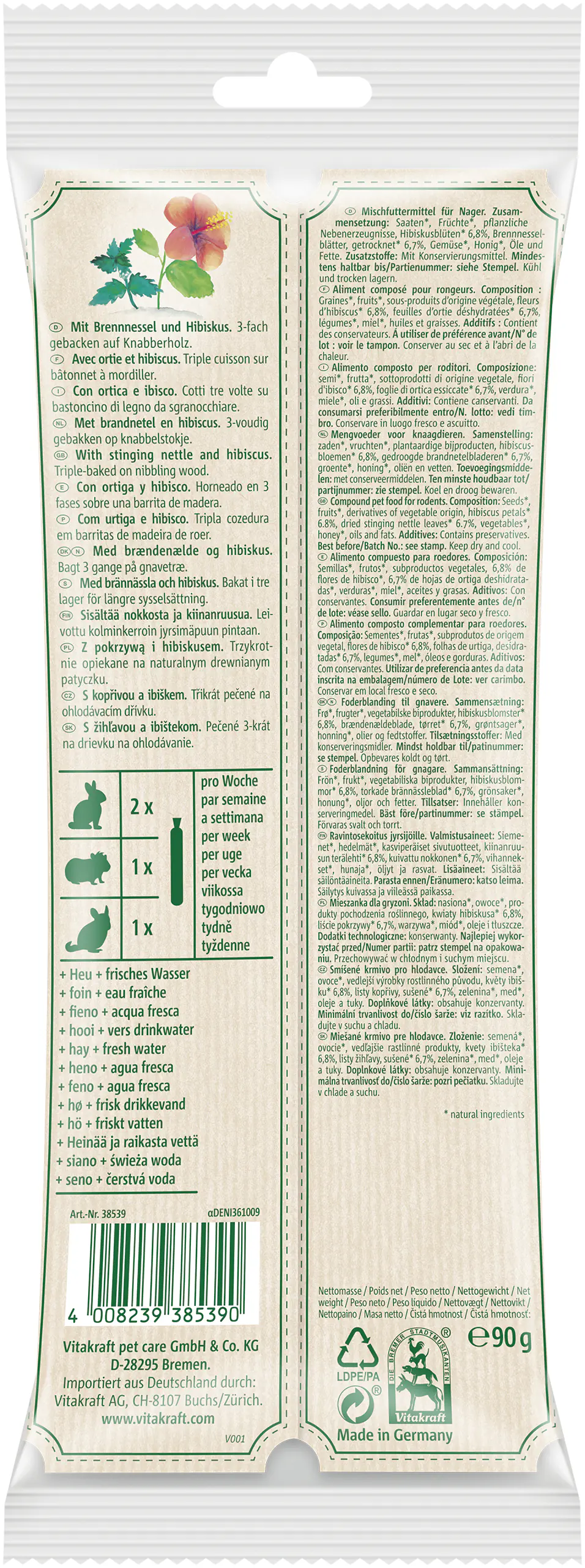 Vitakraft VitaVerde®Kräcker Brennessel/Hibi 2 Stück / 80 g