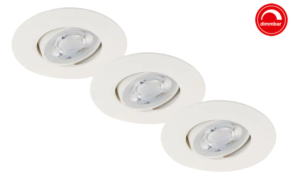 Briloner 3er Set LED Einbauleuchte Nava weiß Ø 9 cm warmweiß dimmbar