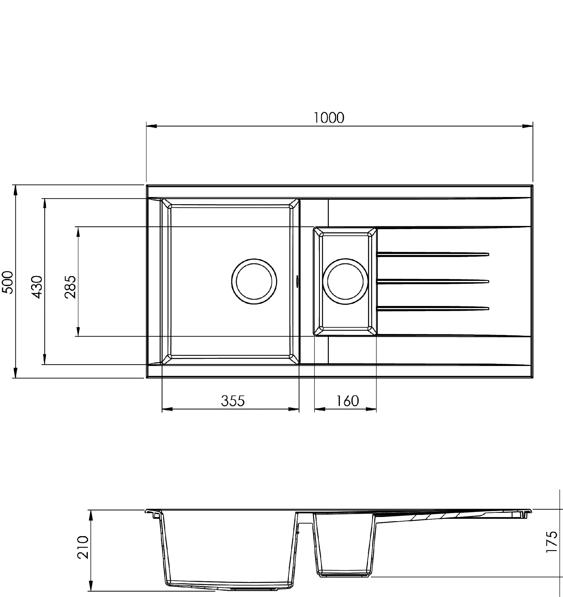 respekta Mineralite Einbauspüle HOUSTON100X50S